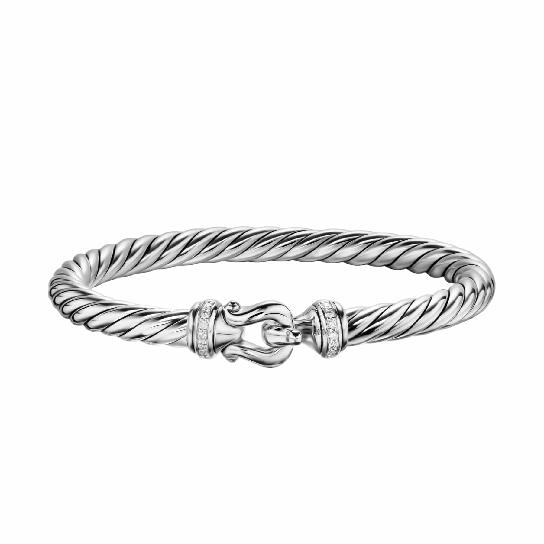 Cable Flex® Buckle Bracelet Sterling Silver with Diamonds, 6mm - Image 4