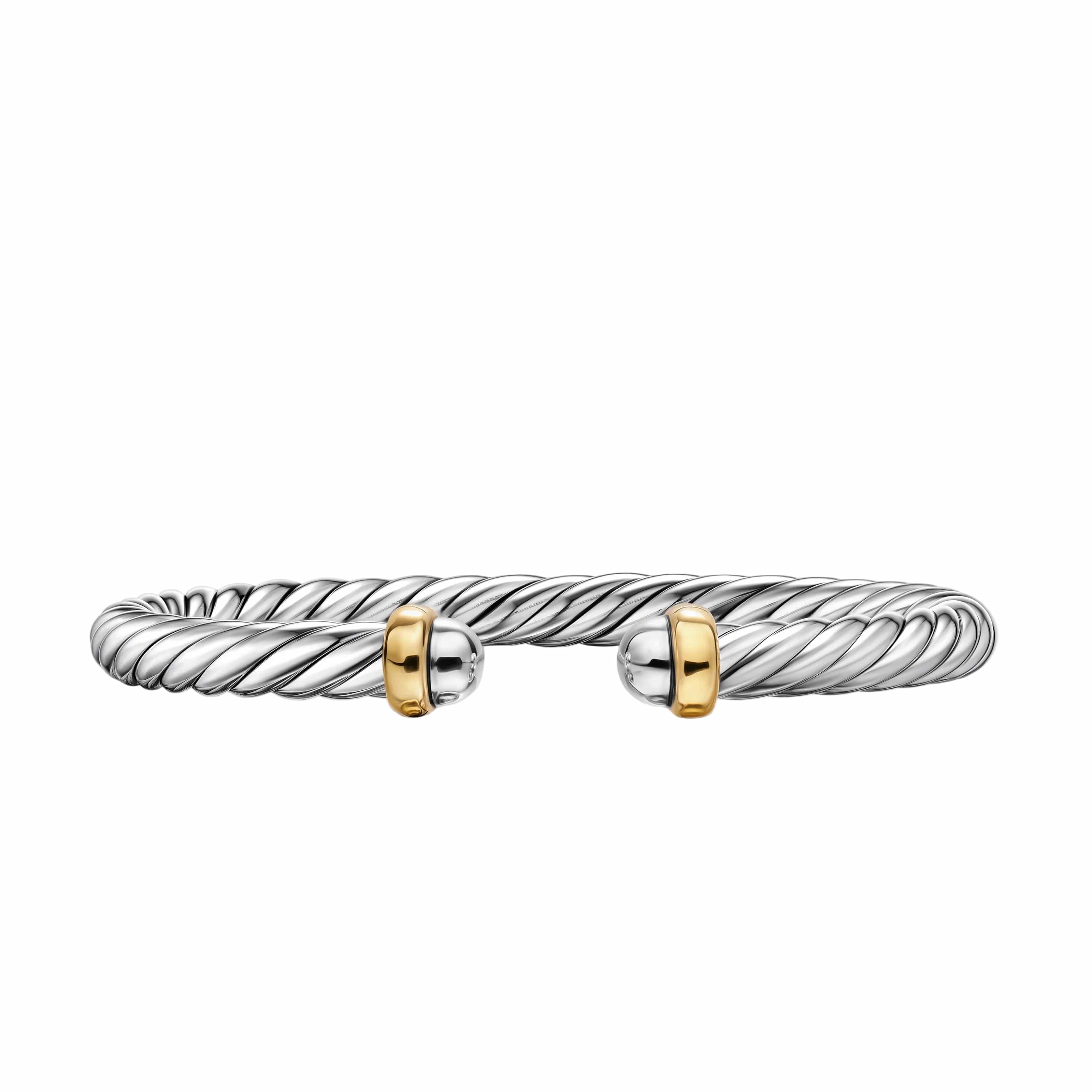 Cable Flex® Bracelet Sterling Silver with 14K Yellow Gold, 6mm