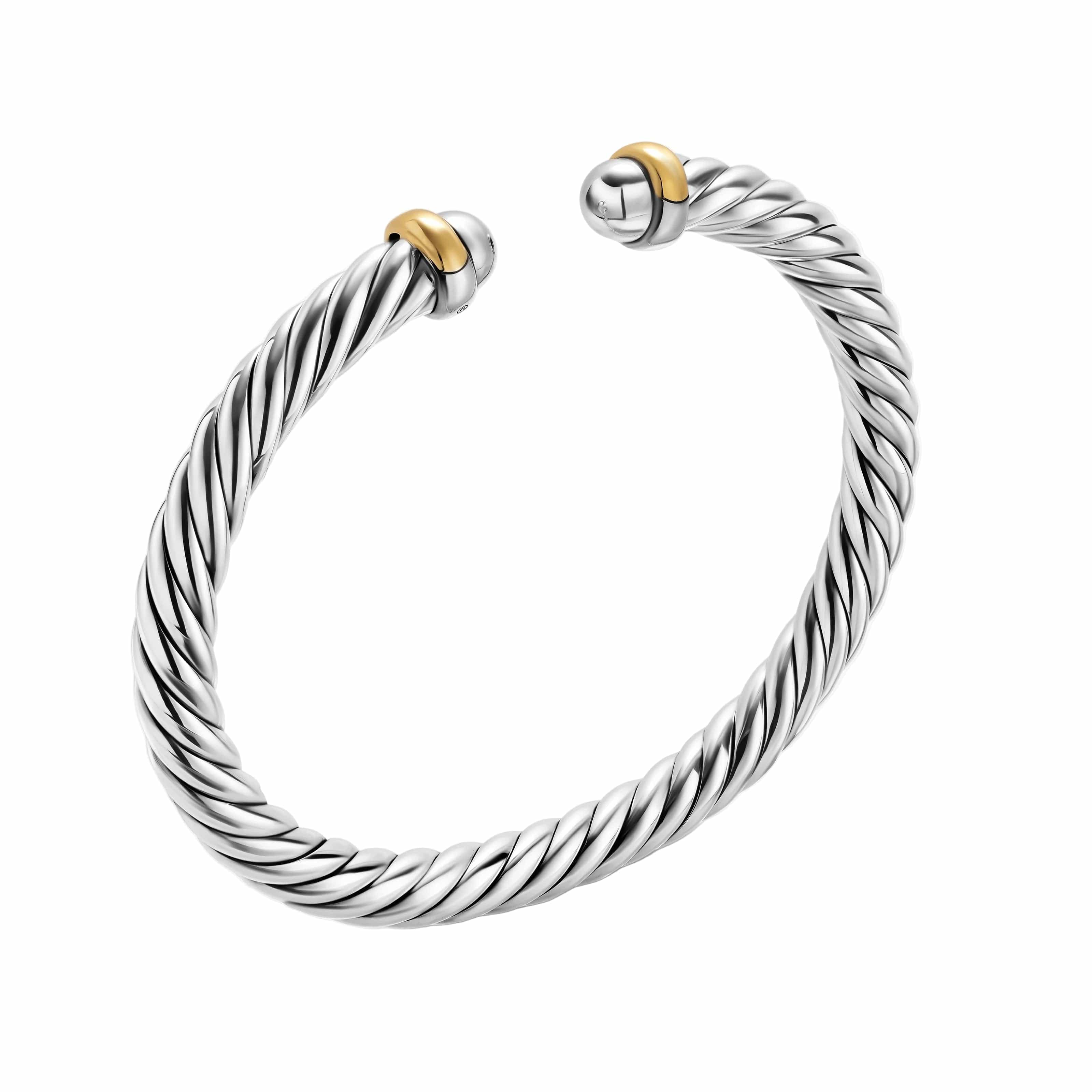 Cable Flex® Bracelet Sterling Silver with 14K Yellow Gold, 6mm - Image 2