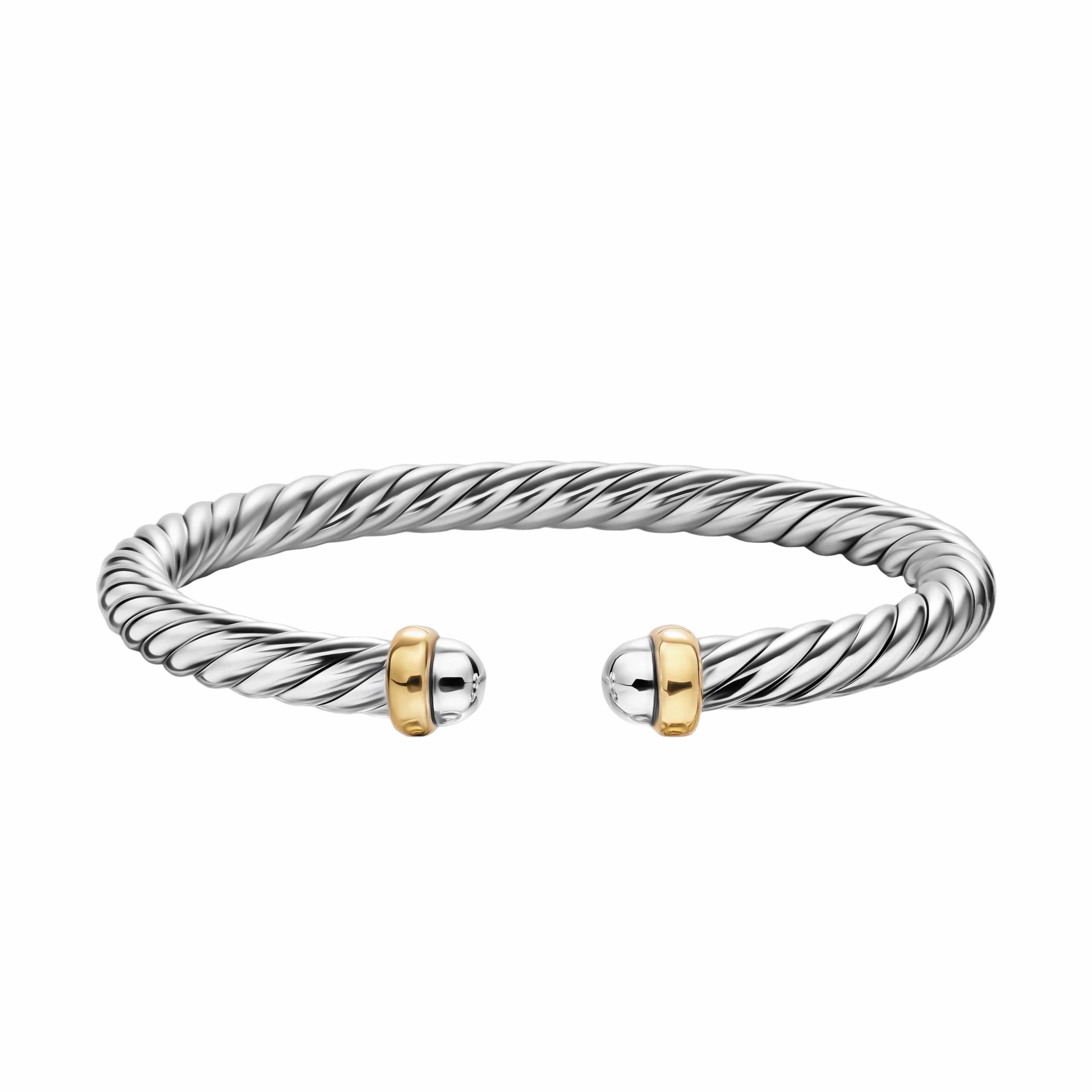 Cable Flex® Bracelet Sterling Silver with 14K Yellow Gold, 6mm - Image 4
