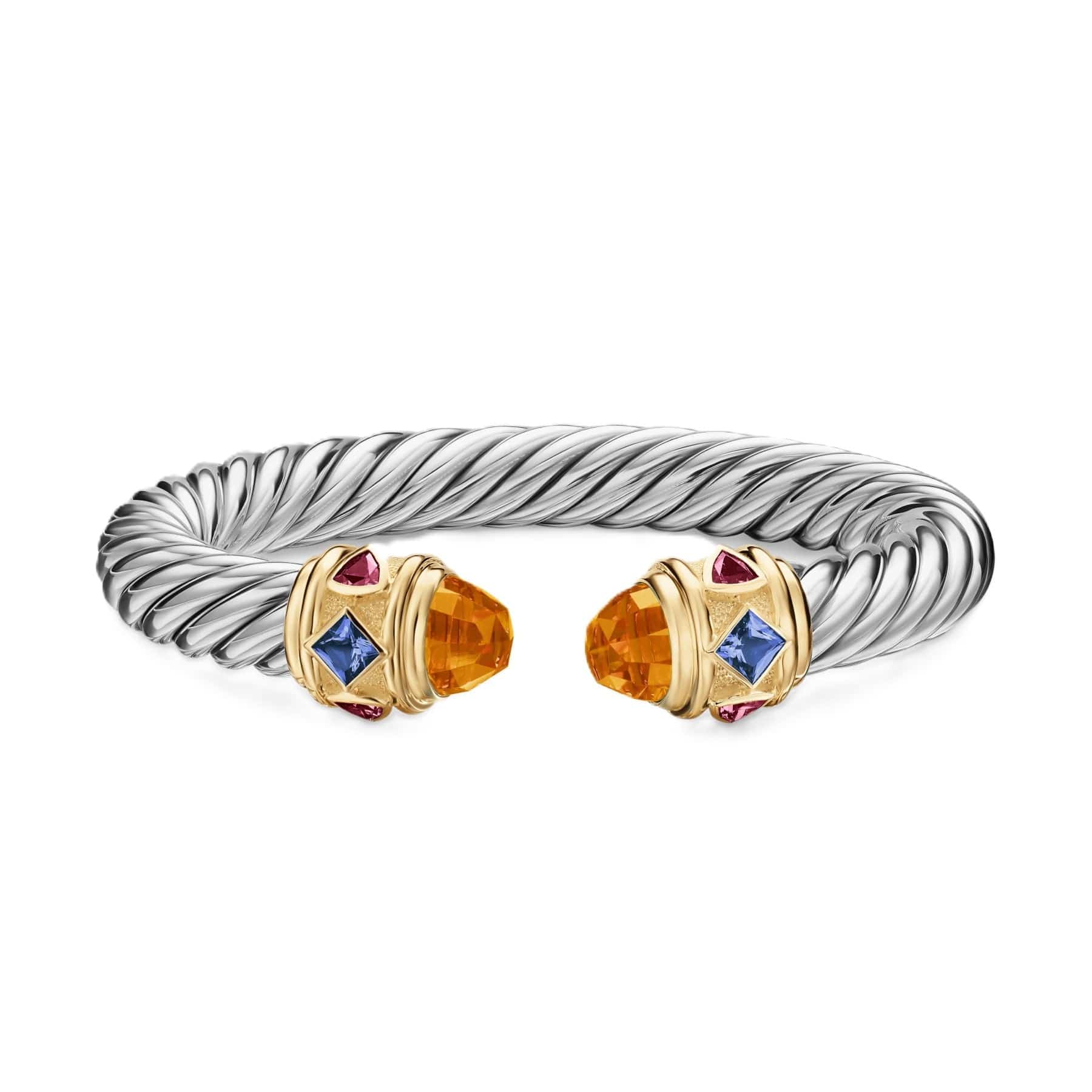 Renaissance® Cable Flex® Bracelet Sterling Silver with 14K Yellow Gold, Madeira Citrine, Tanzanite and Rhodolite Garnet, 9mm - Image 3