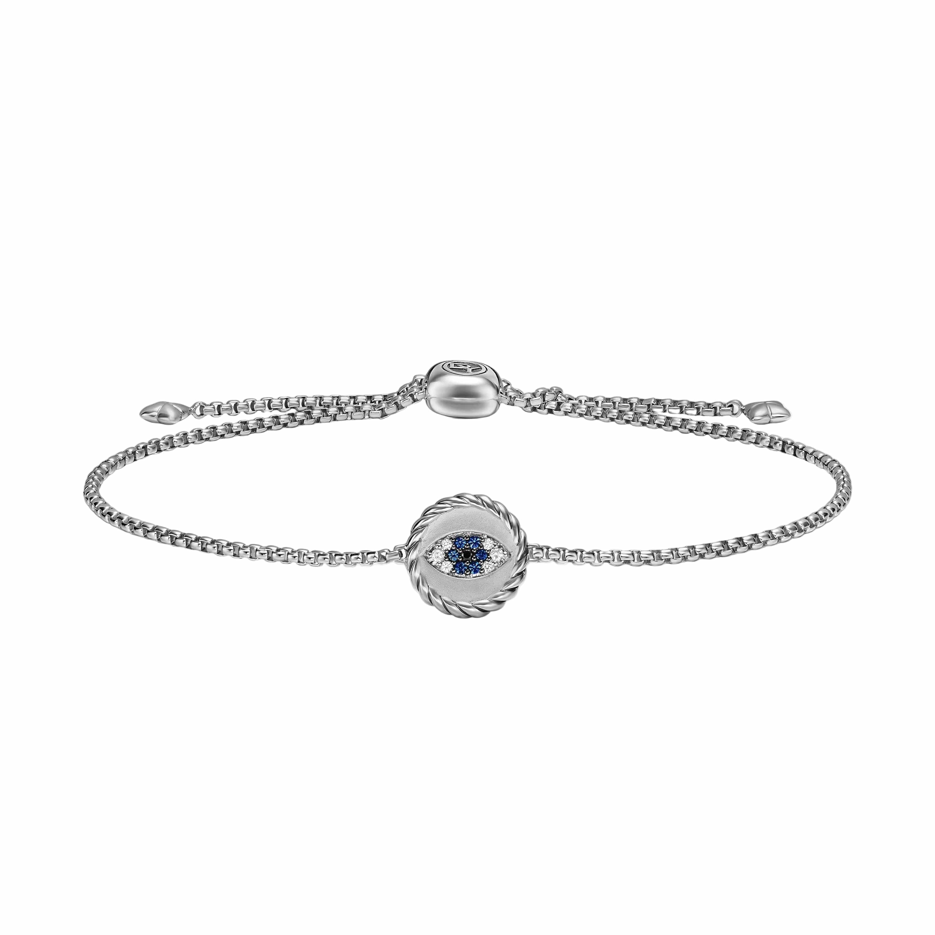 Cable Collectibles® Evil Eye Bracelet Sterling Silver with Pavé Blue Sapphires and Diamonds, 11mm