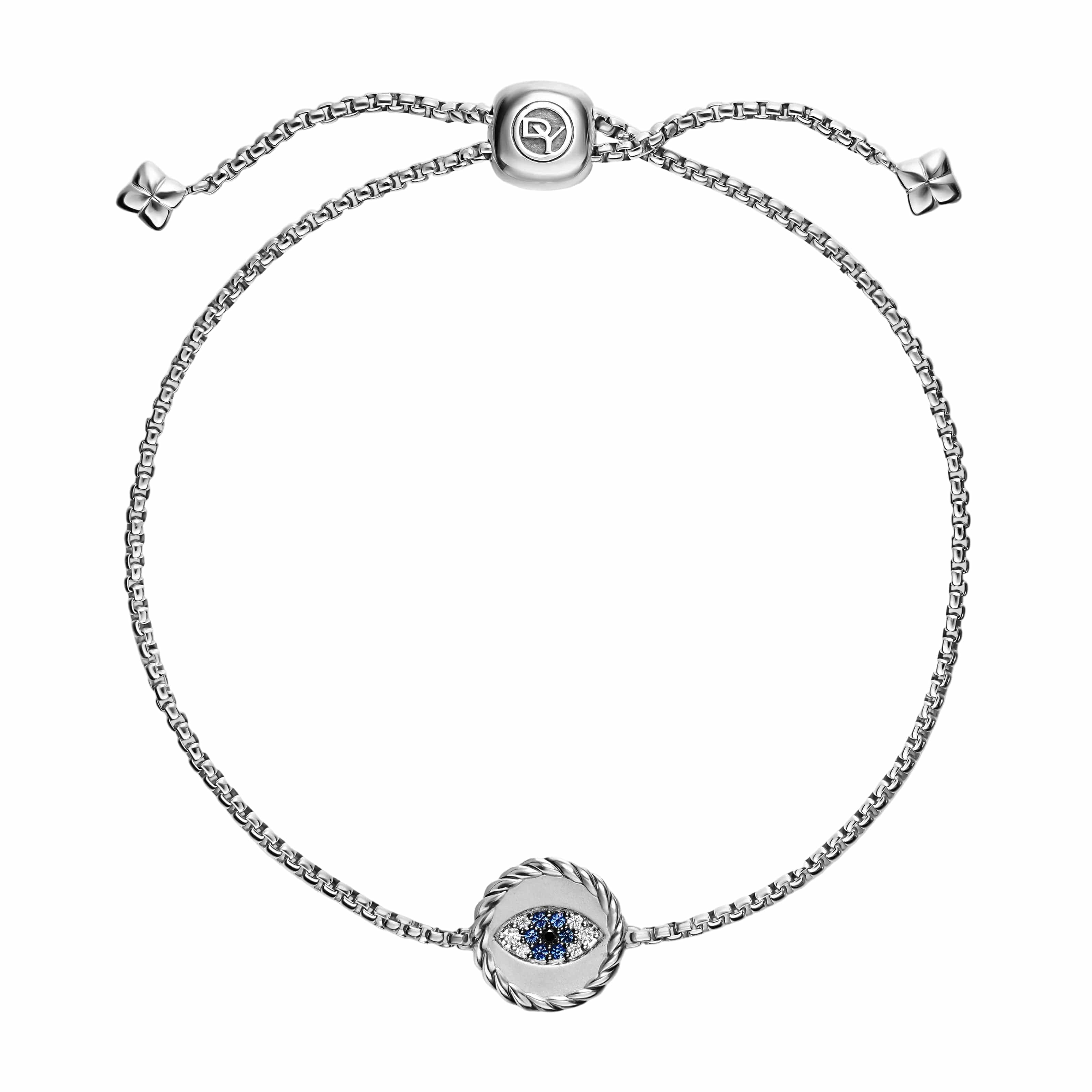 Cable Collectibles® Evil Eye Bracelet Sterling Silver with Pavé Blue Sapphires and Diamonds, 11mm - Image 2