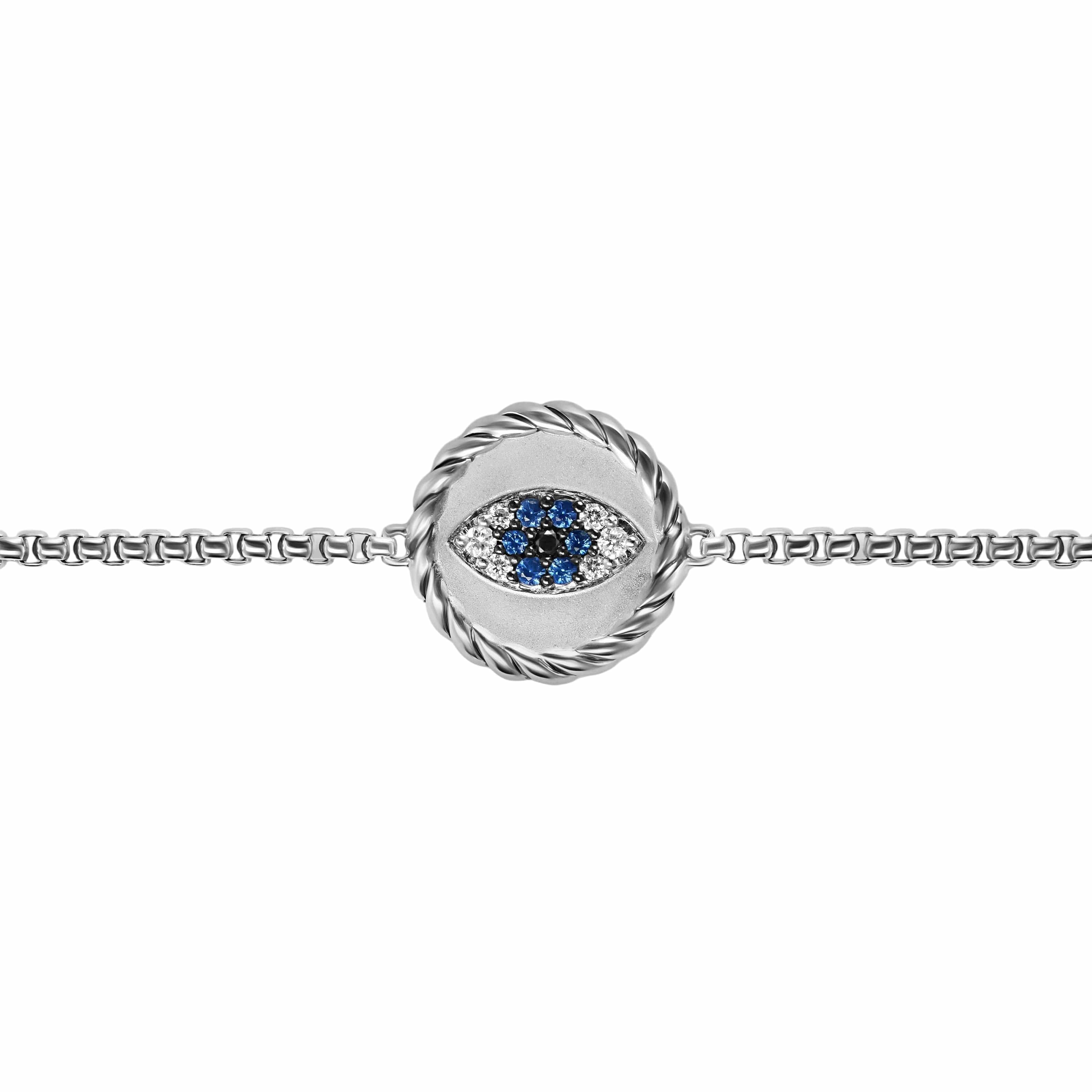 Cable Collectibles® Evil Eye Bracelet Sterling Silver with Pavé Blue Sapphires and Diamonds, 11mm - Image 3