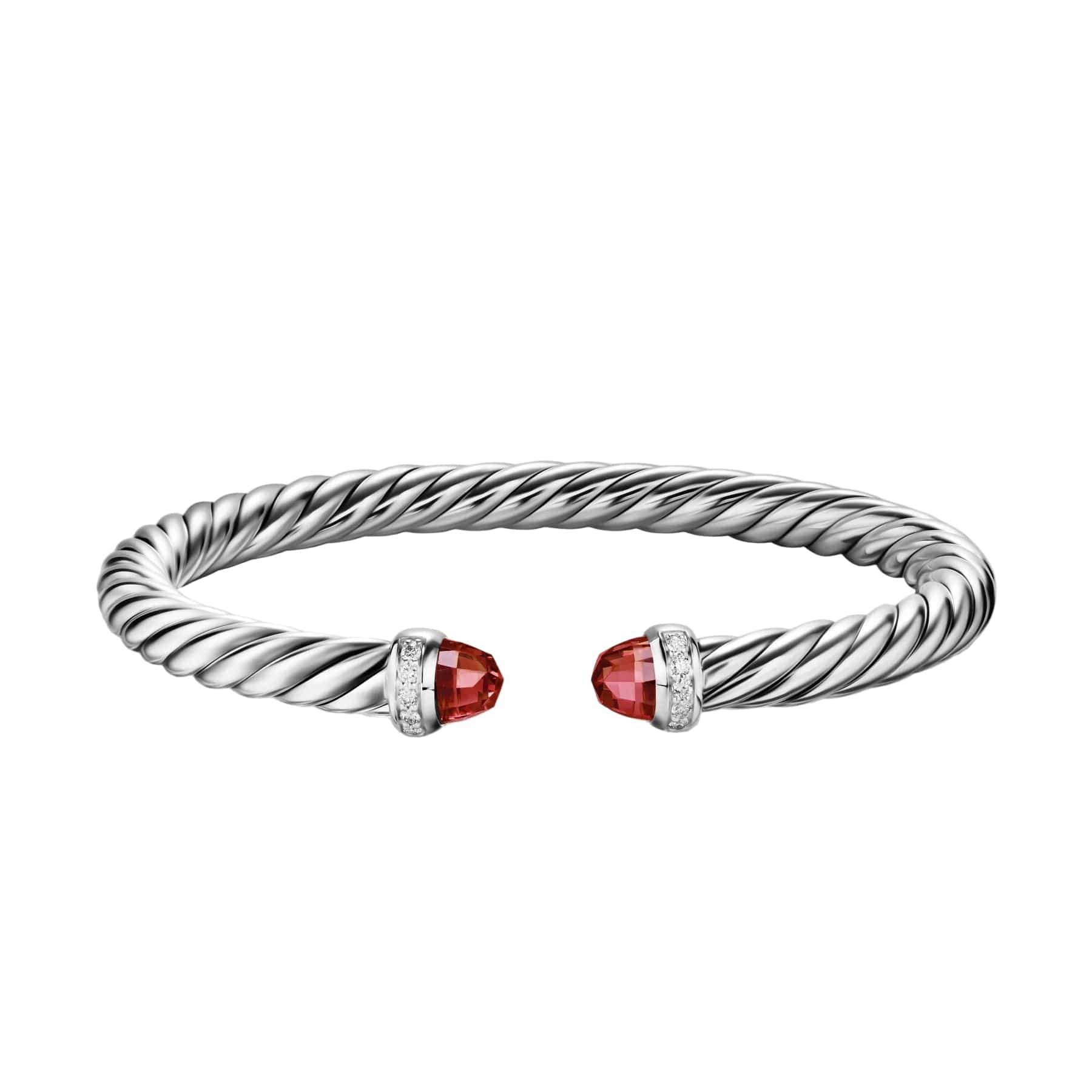 Cable Flex® Bracelet Sterling Silver with Rhodolite Garnet and Diamonds, 6mm - Image 4