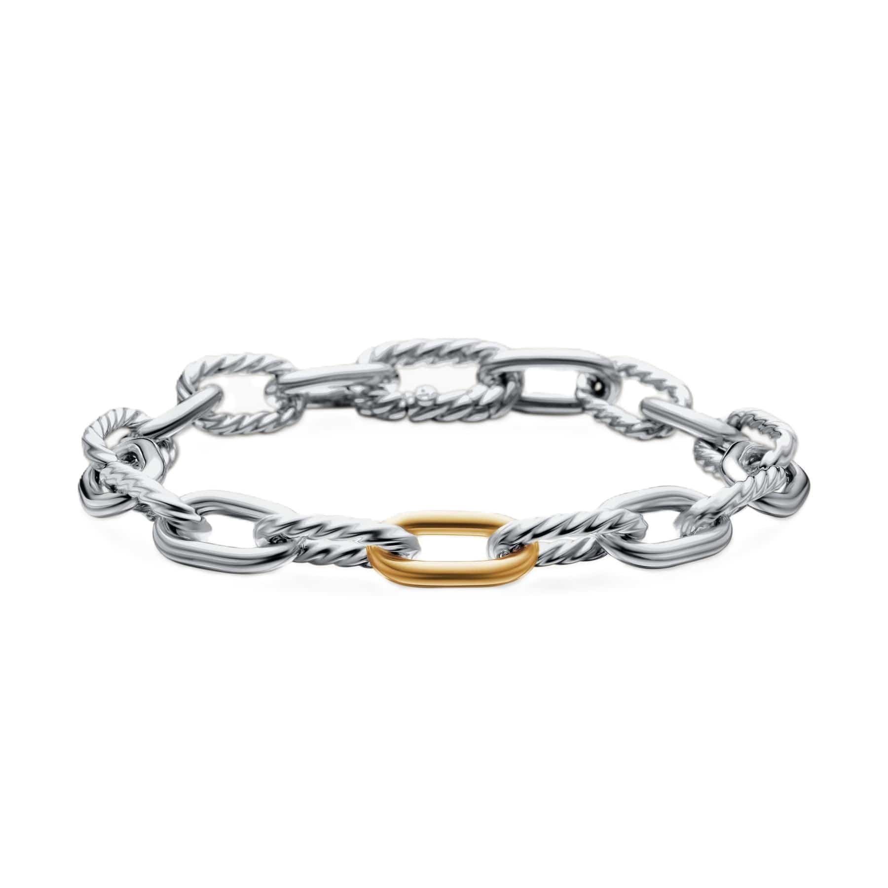 DY Madison® Chain Bracelet Sterling Silver with 18K Yellow Gold, 8.5mm