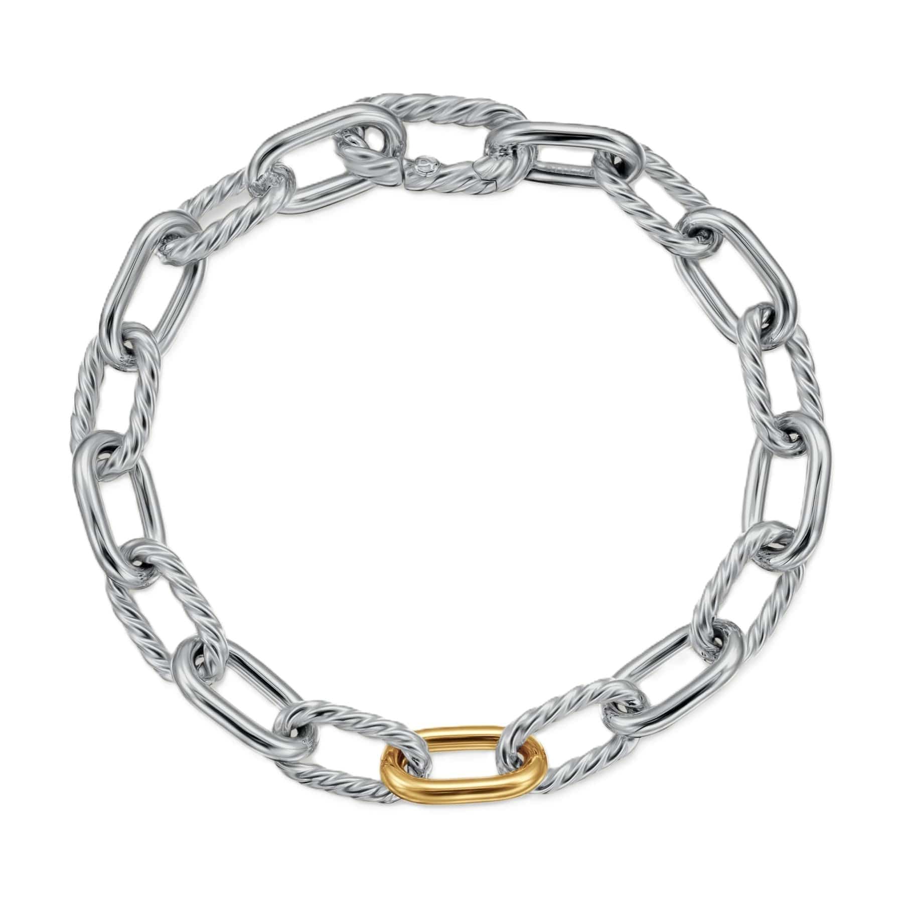 DY Madison® Chain Bracelet Sterling Silver with 18K Yellow Gold, 8.5mm - Image 2