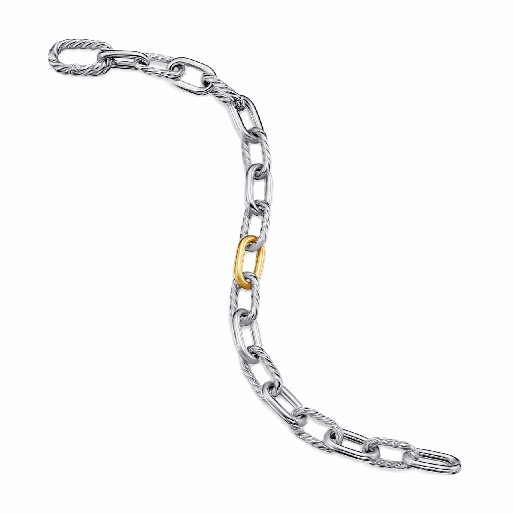 DY Madison® Chain Bracelet Sterling Silver with 18K Yellow Gold, 8.5mm - Image 3