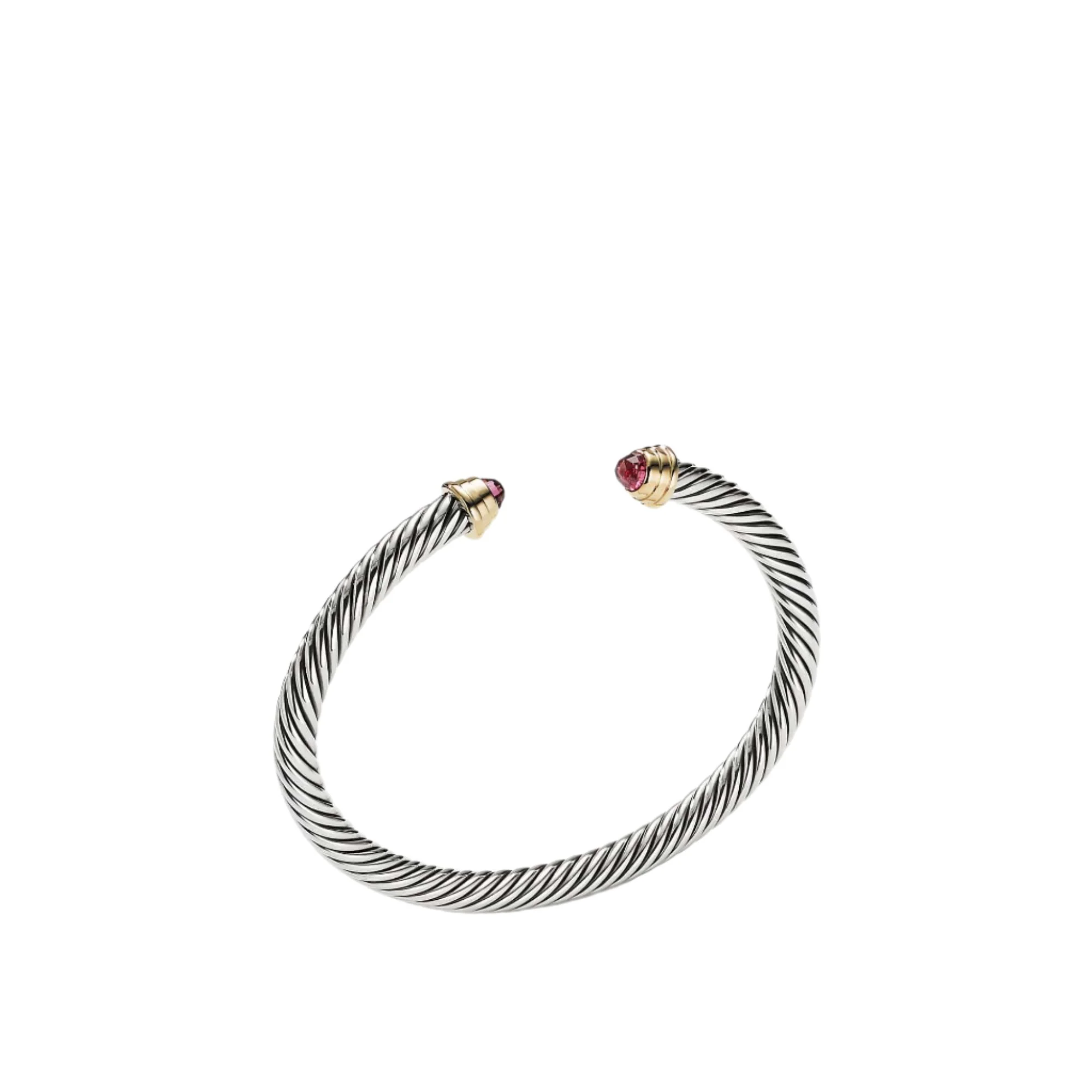 Cable Kids® Birthstone Bracelet with Pink Tourmaline and 14K Gold, 4mm