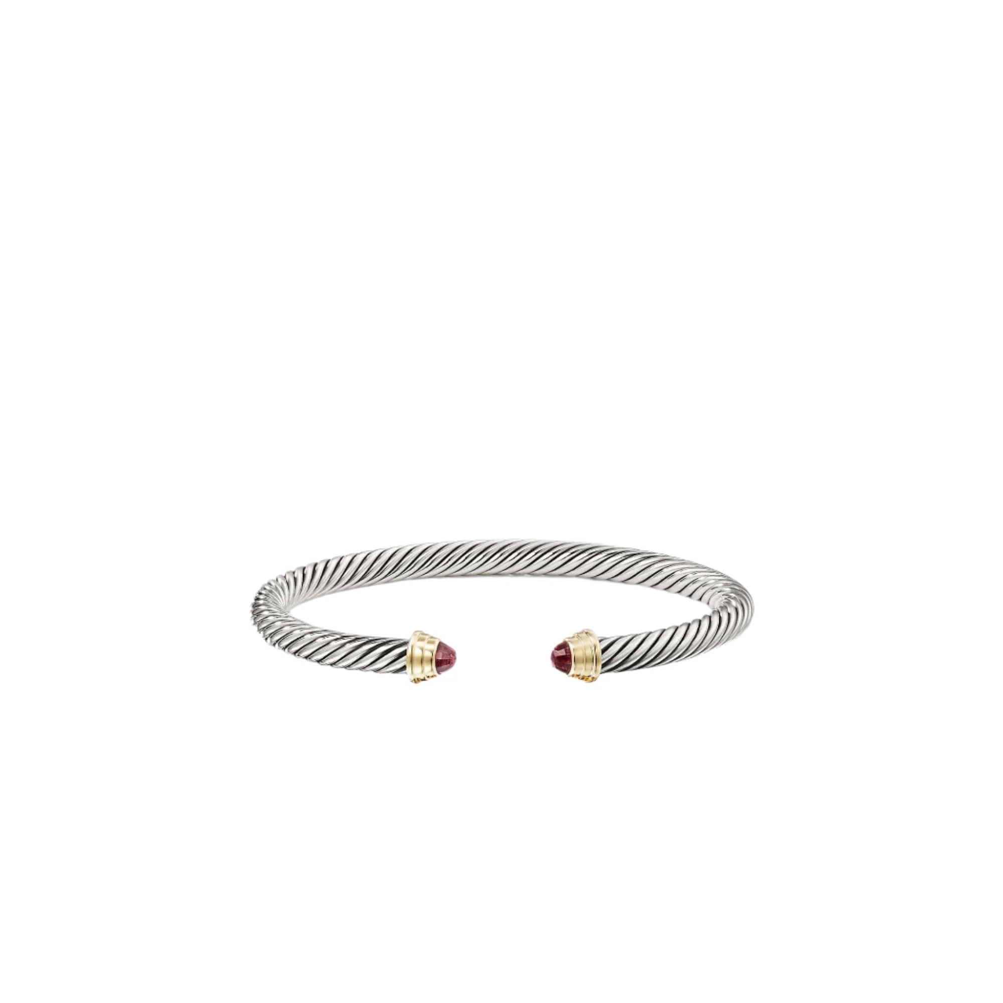 Cable Kids® Birthstone Bracelet with Pink Tourmaline and 14K Gold, 4mm - Image 2