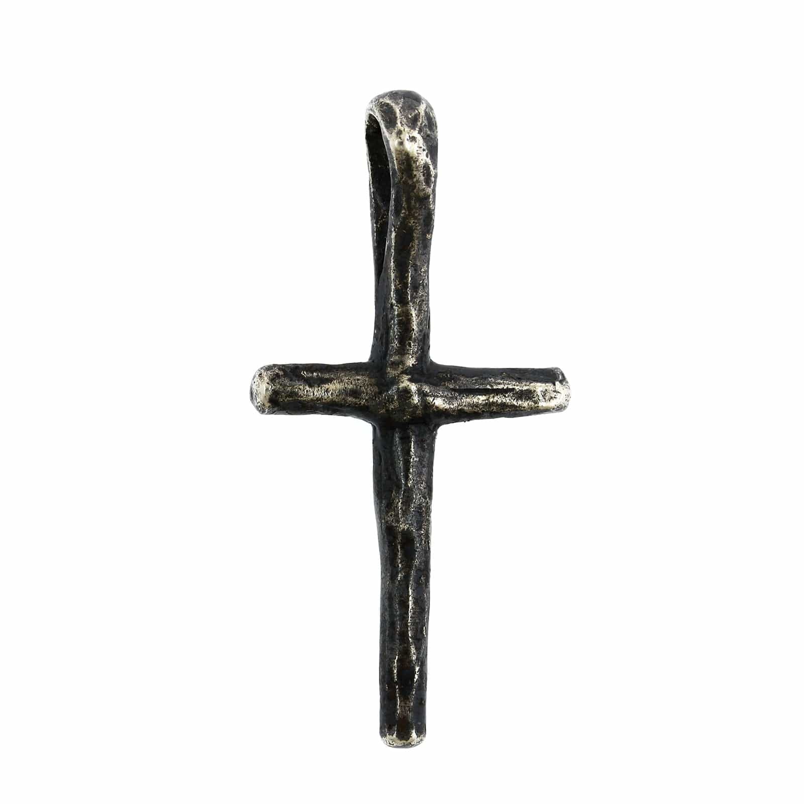 Oxidized Sterling Silver Diamond Cross Pendant - Image 2