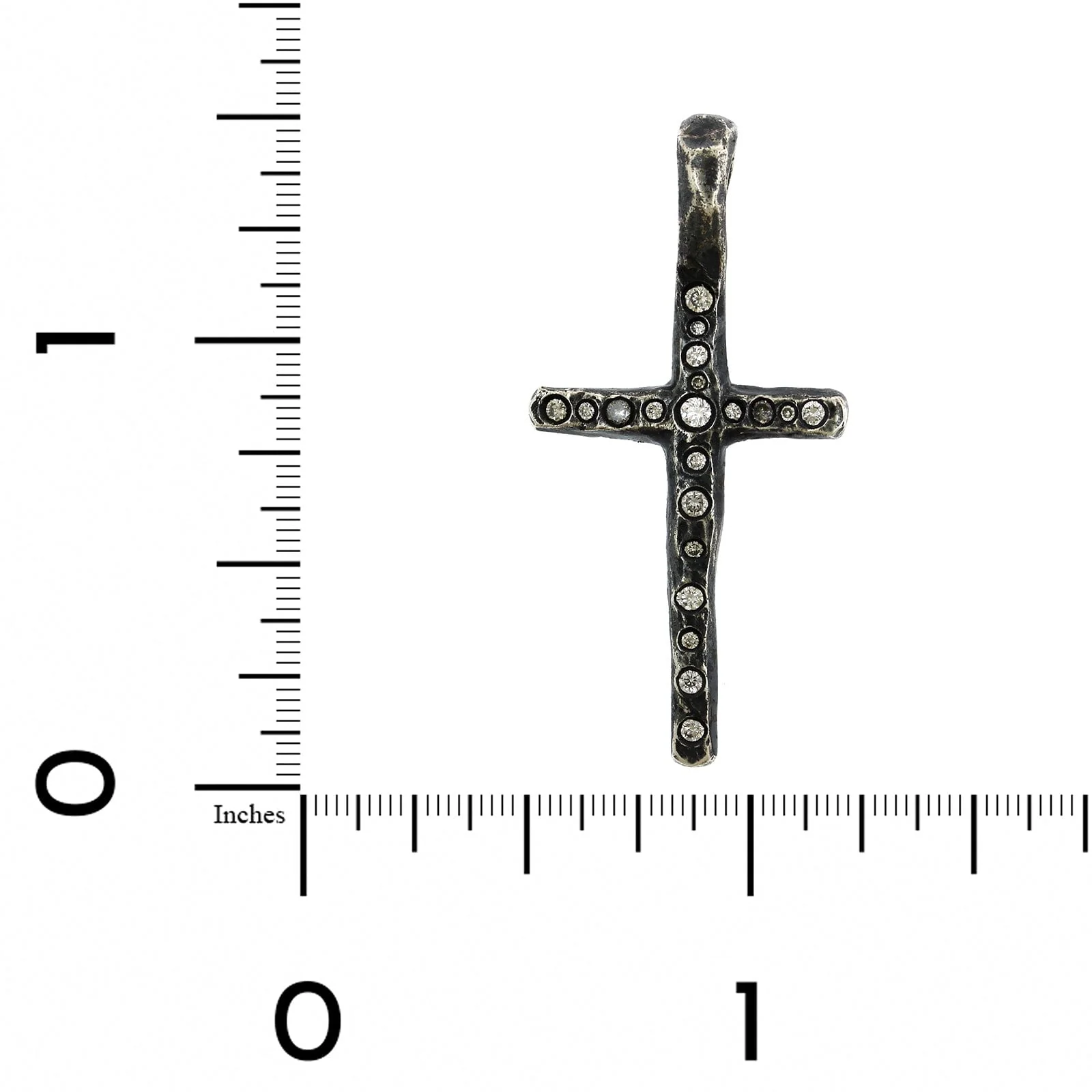 Oxidized Sterling Silver Diamond Cross Pendant - Image 3