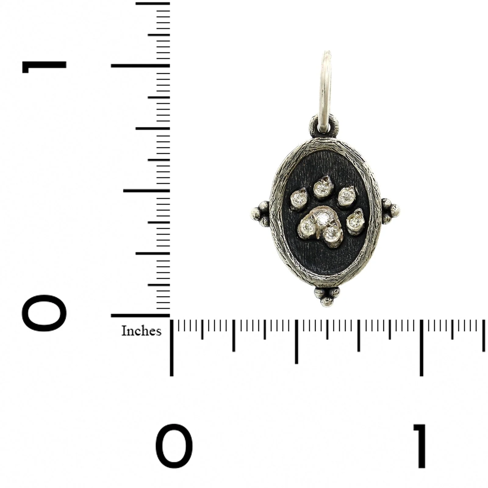 Sterling Silver Dog Paw Pave Diamond Charm - Image 3