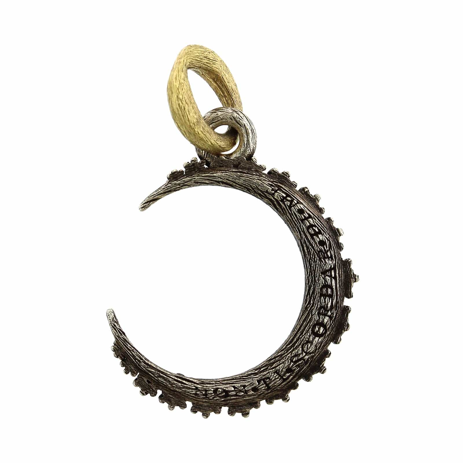 Sterling Silver Pave Diamond Crescent Moon Charm - Image 2