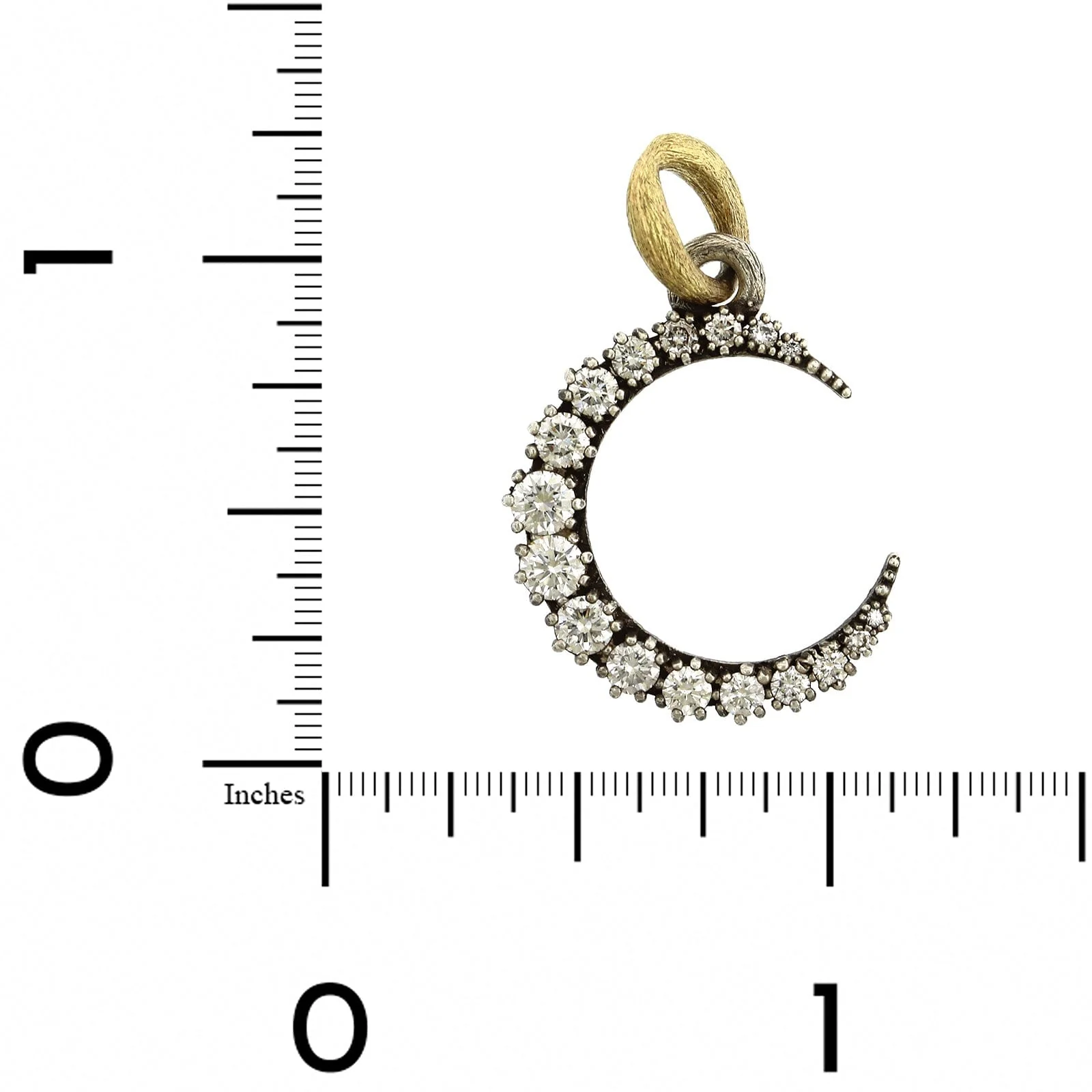 Sterling Silver Pave Diamond Crescent Moon Charm - Image 3