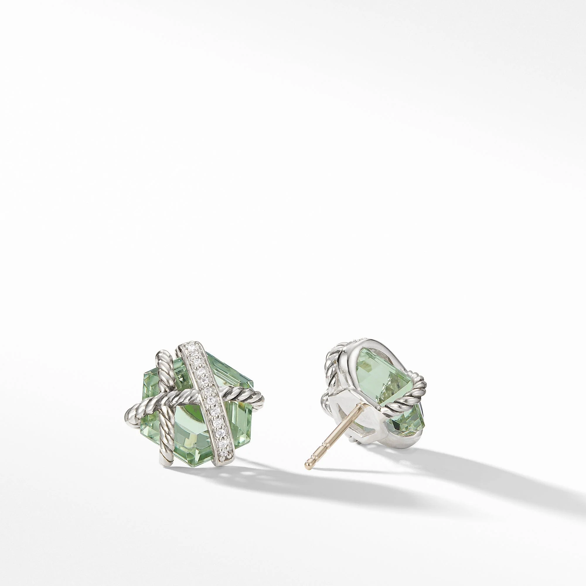 Cable Wrap Earrings with Prasiolite and Diamonds - Image 3
