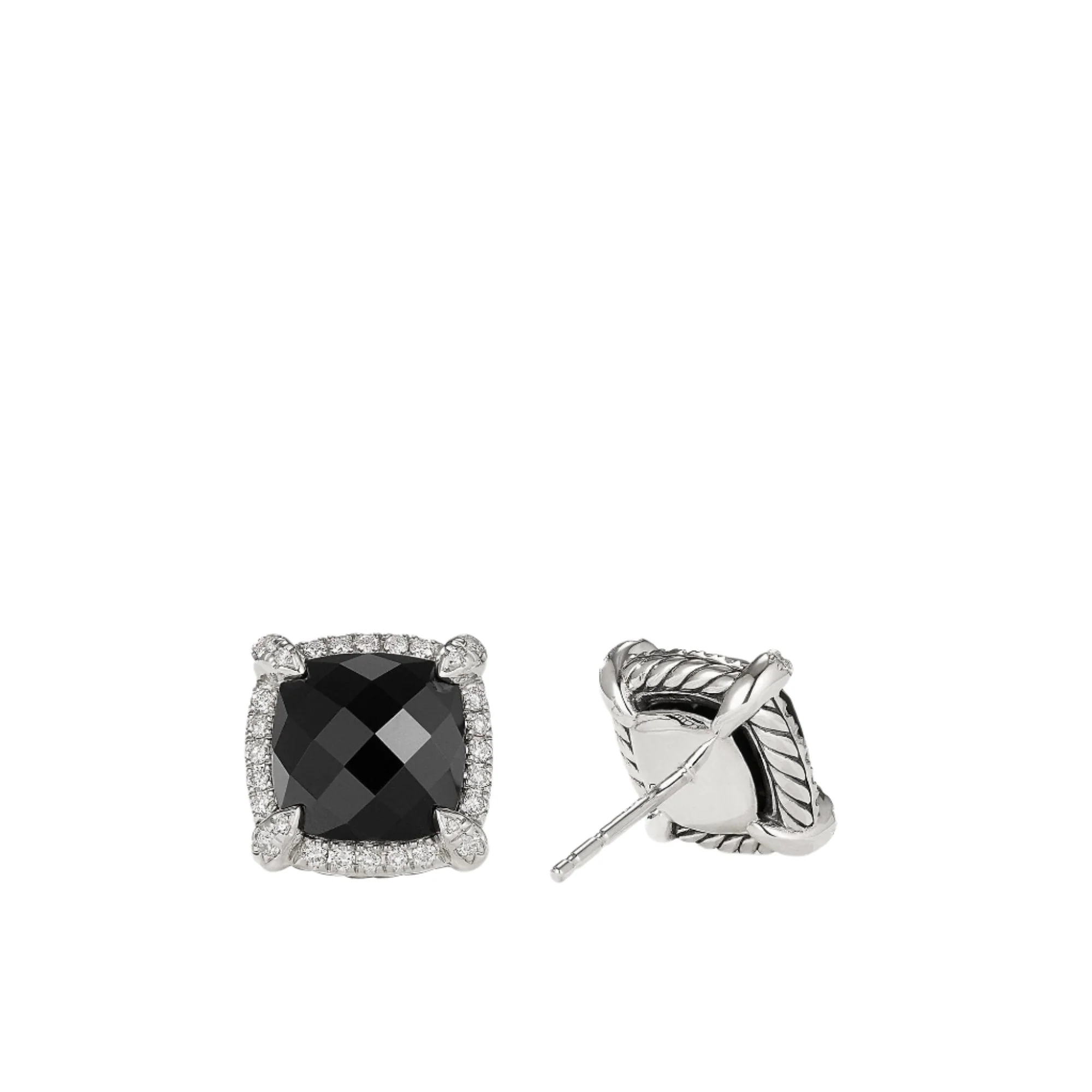 Chatelaine® Pavé Bezel Earring with Black Onyx and Diamonds mm - Image 3