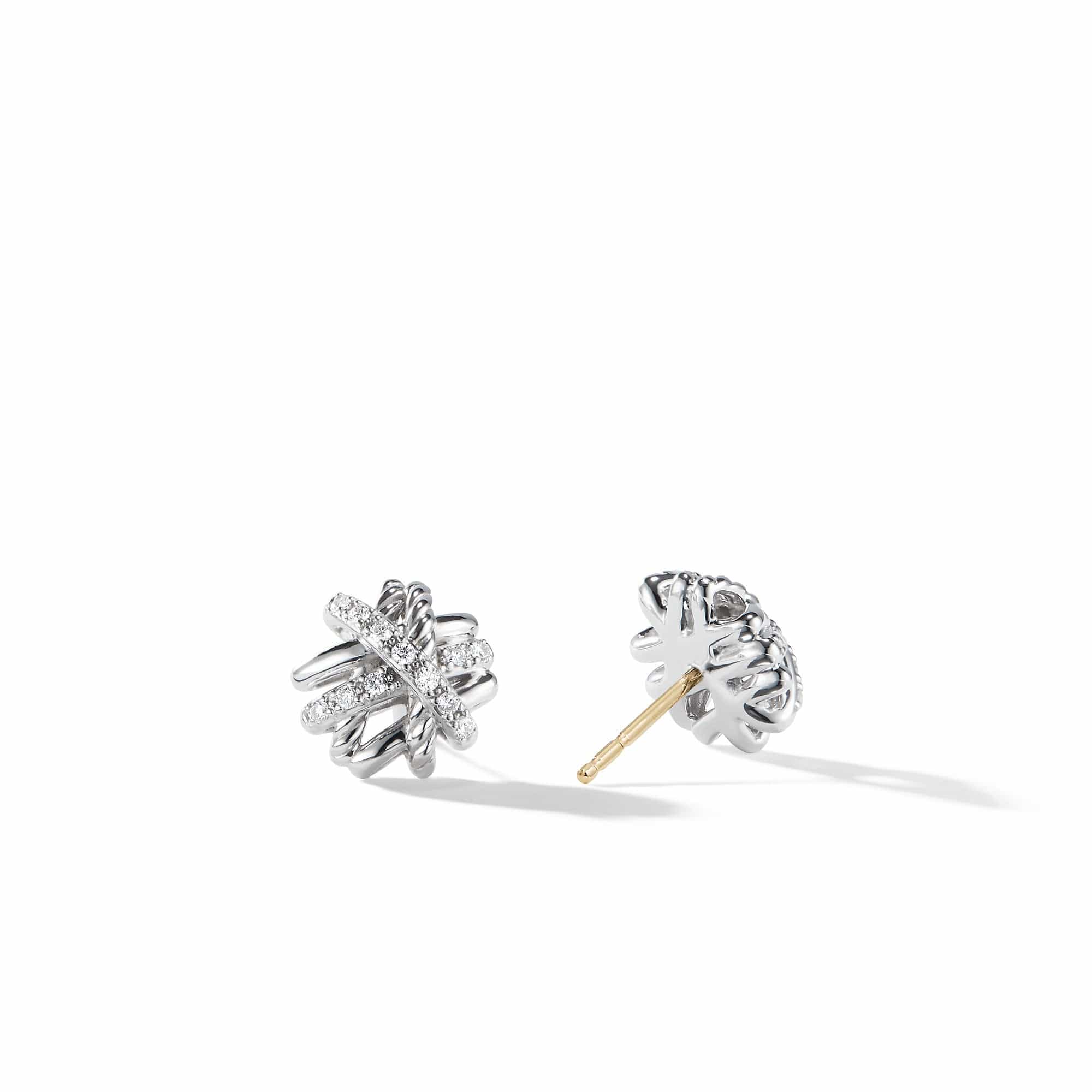 Crossover Earrings with Diamonds, 11mm - Image 3