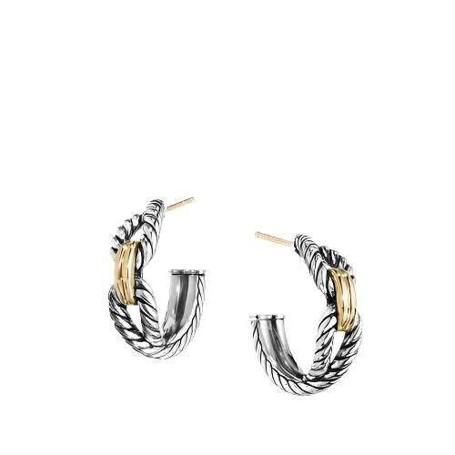 Cable Loop Hoop Earrings with 18K Gold