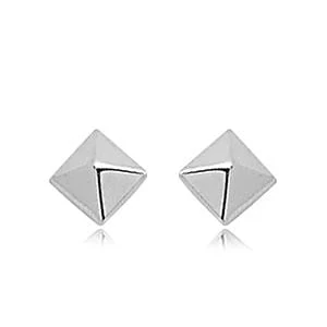 Sterling Silver Pyramid Stud Earrings