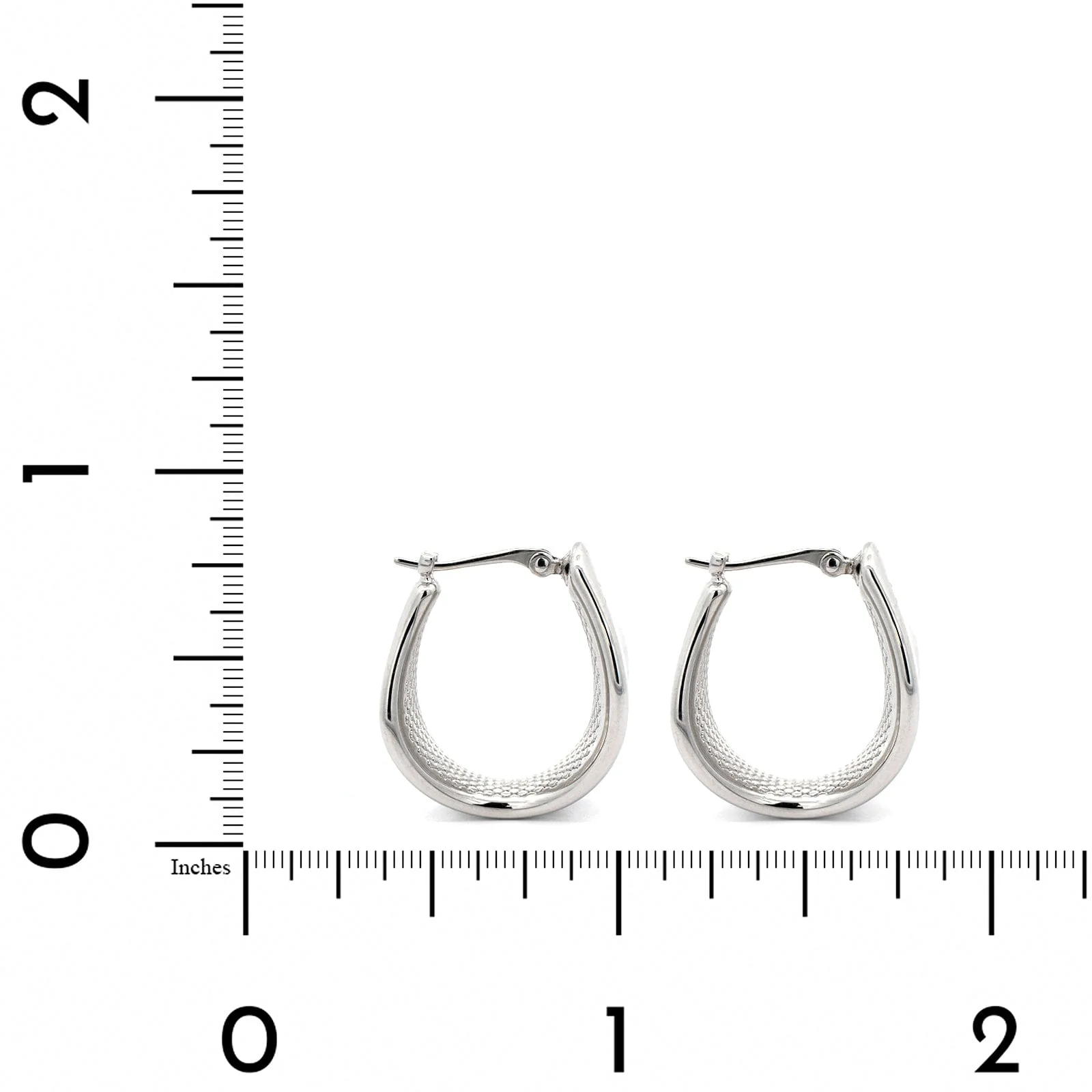 Sterling Silver Concave Graduated Hoop Earrings - Image 2
