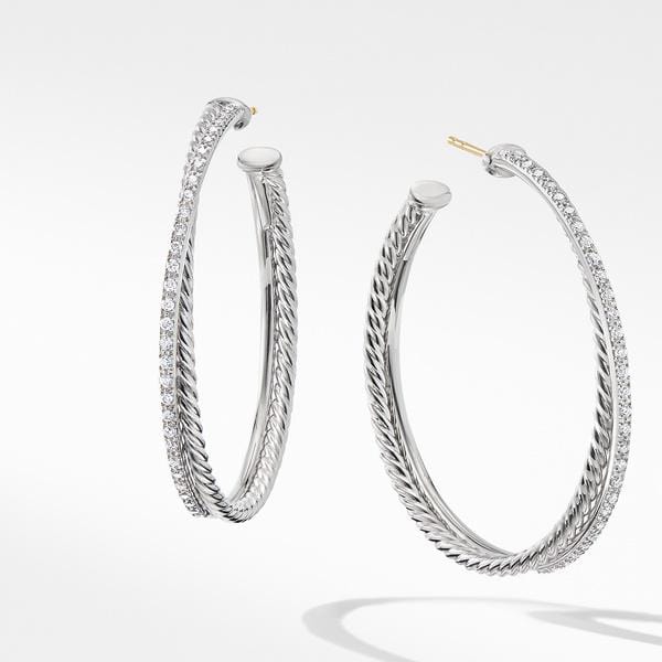 Crossover XL Hoop Earrings with Diamonds