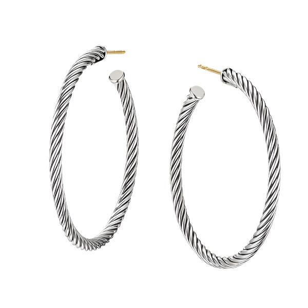 Medium Cable Hoop Earrings