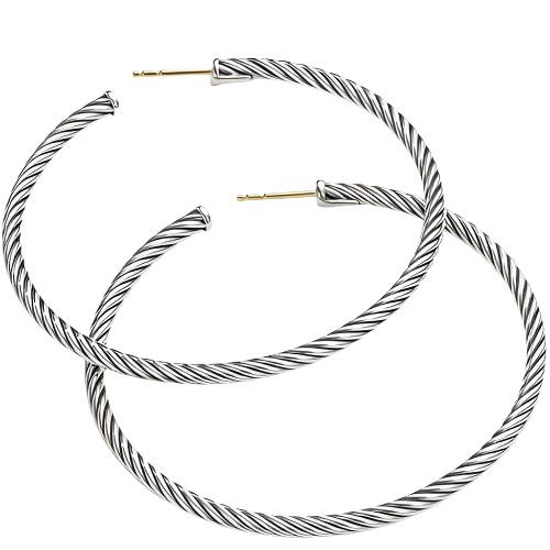 Large Cable Hoop Earrings - Image 2