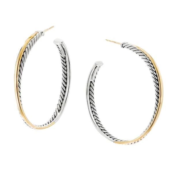 Crossover XL Hoop Earrings with 18K Yellow Gold