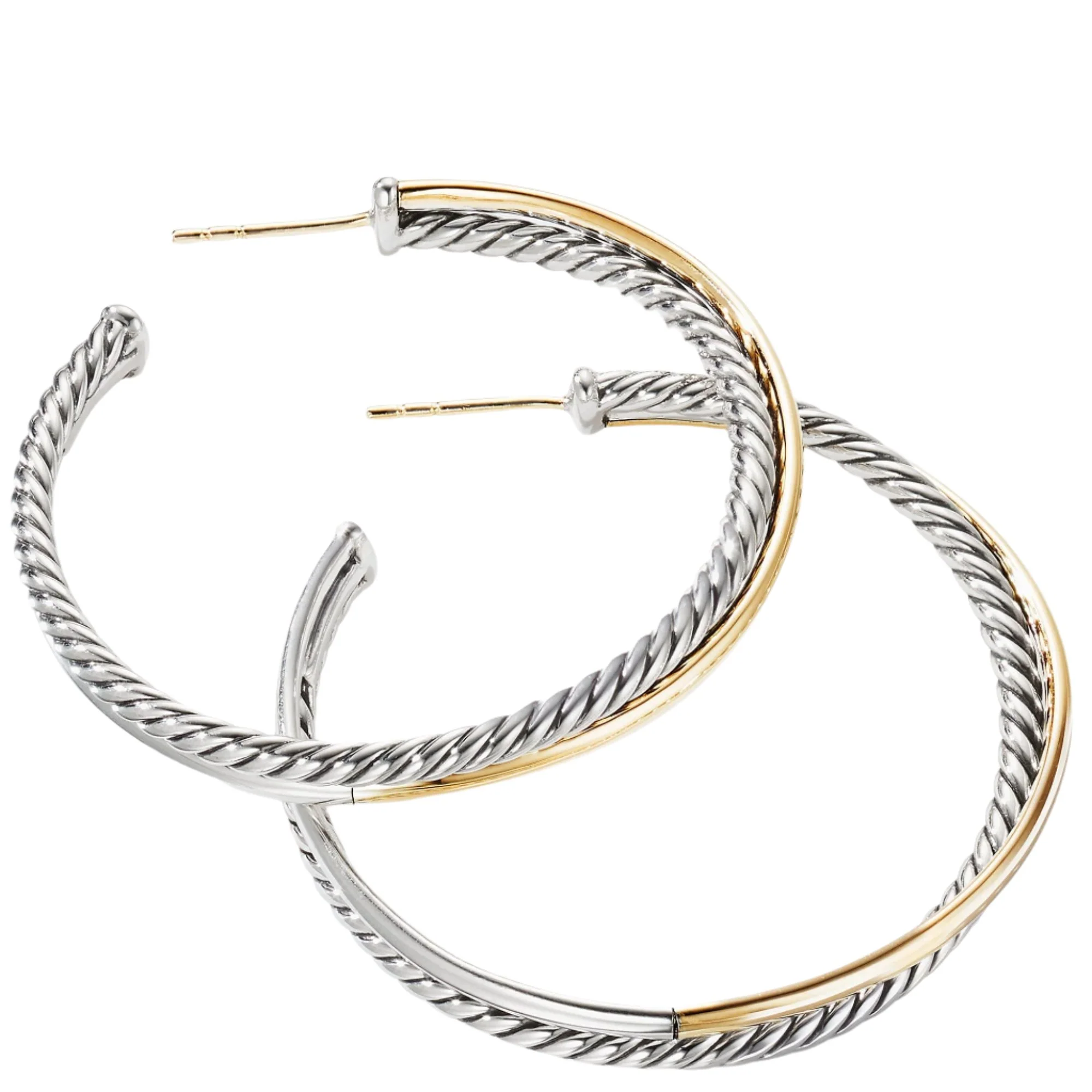 Crossover XL Hoop Earrings with 18K Yellow Gold - Image 3
