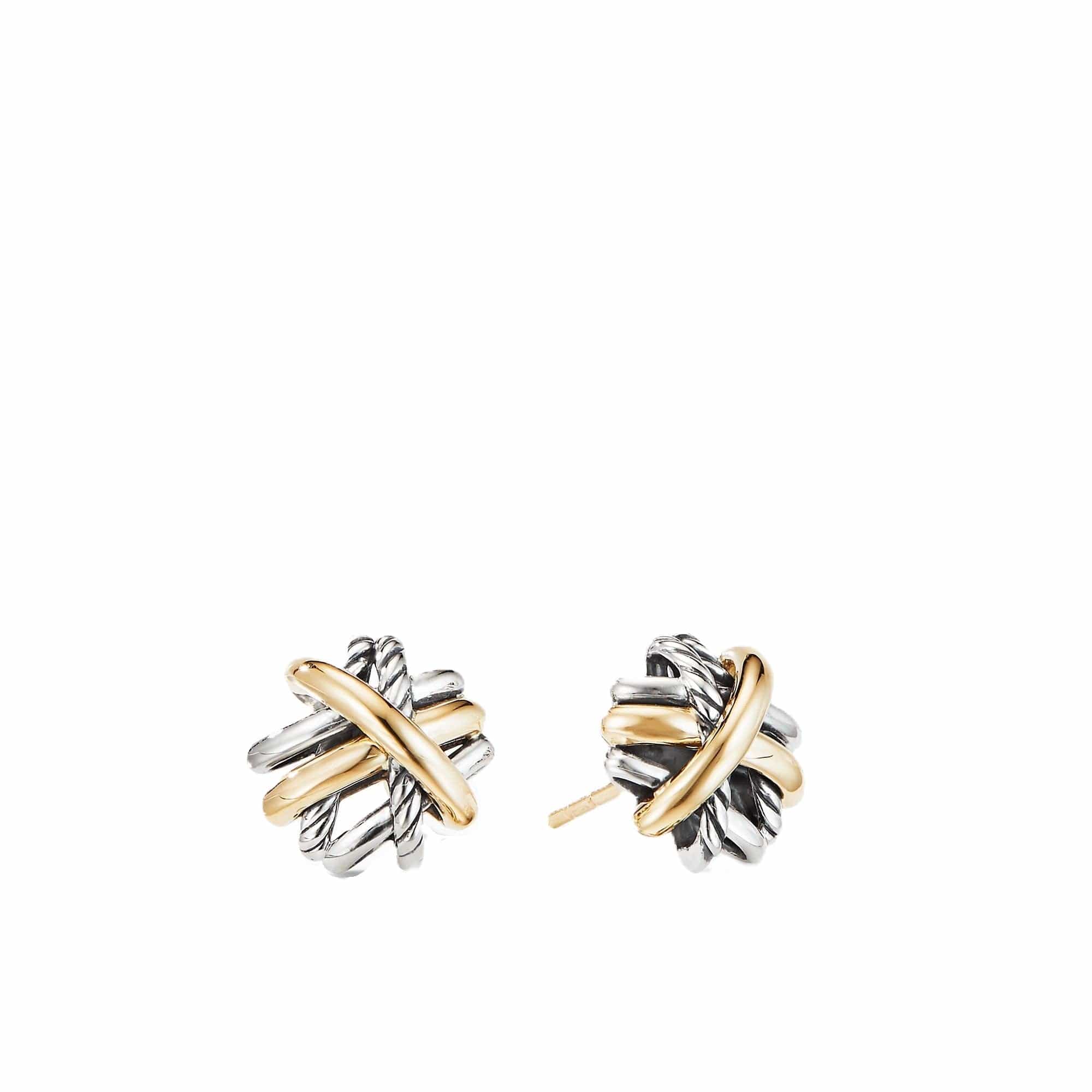 Crossover Stud Earrings with 18K Yellow Gold