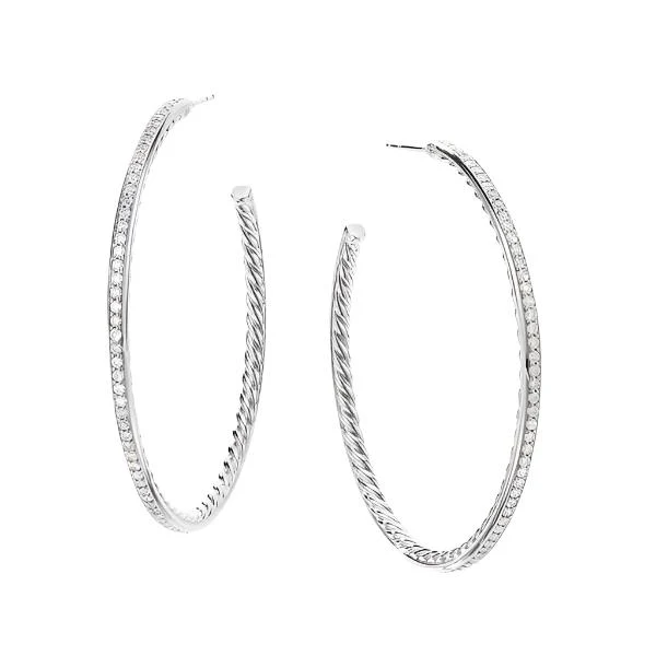 Large Hoop Earrings with Pavé Diamonds