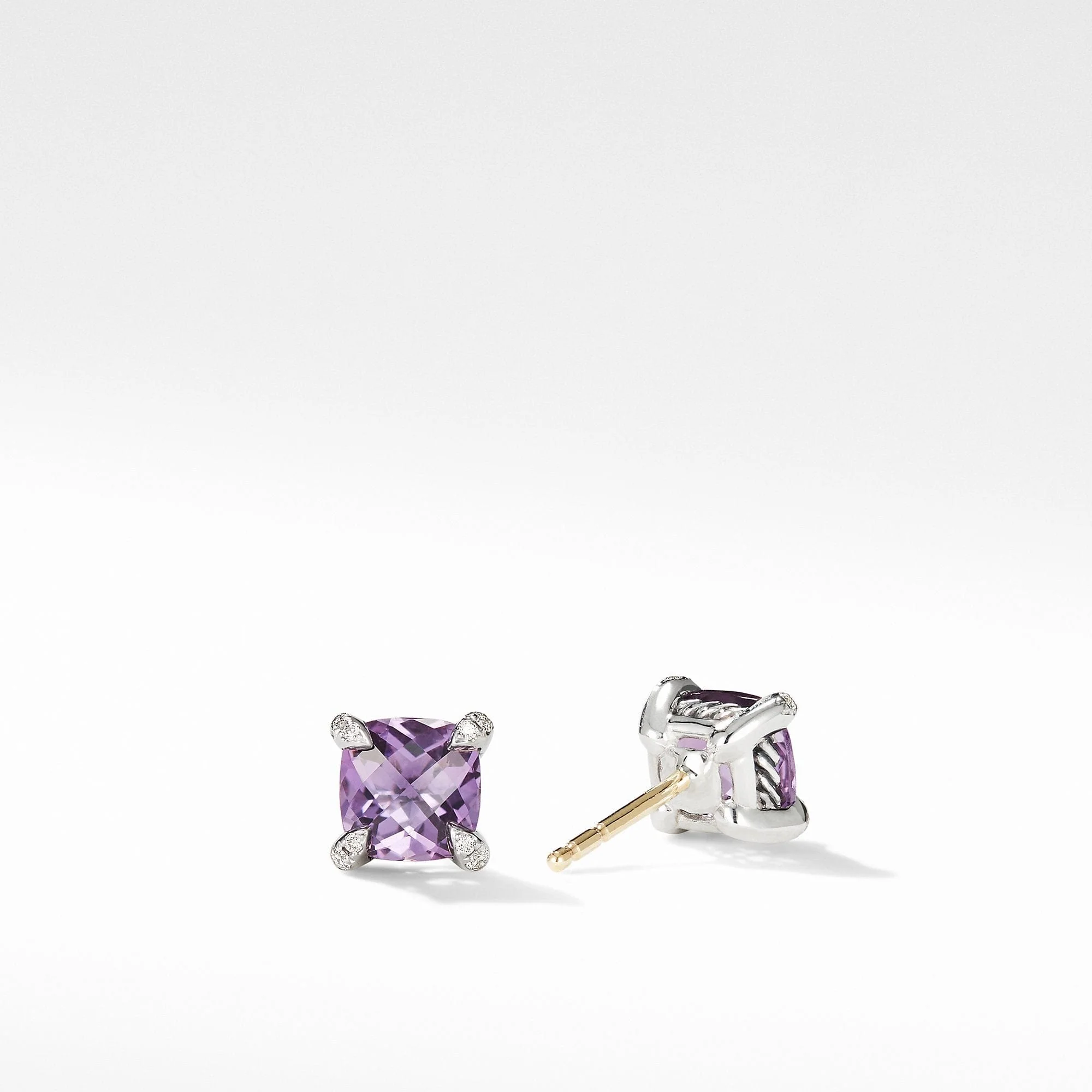 Chatelaine® Stud Earrings with Amethyst and Diamonds - Image 2
