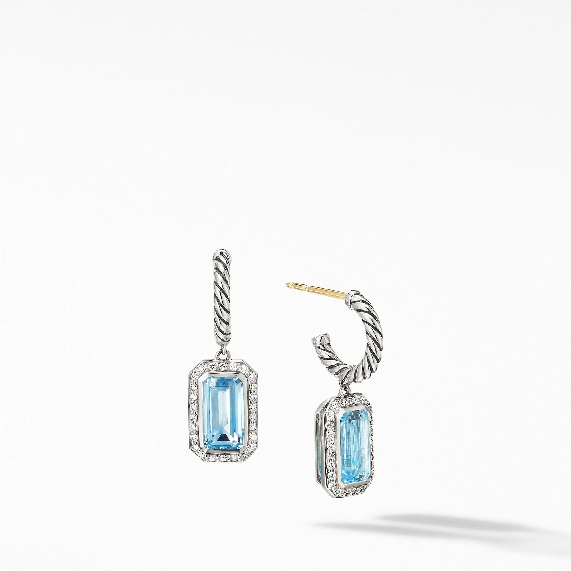 Novella Drop Earrings with Blue Topaz and Pavé Diamonds