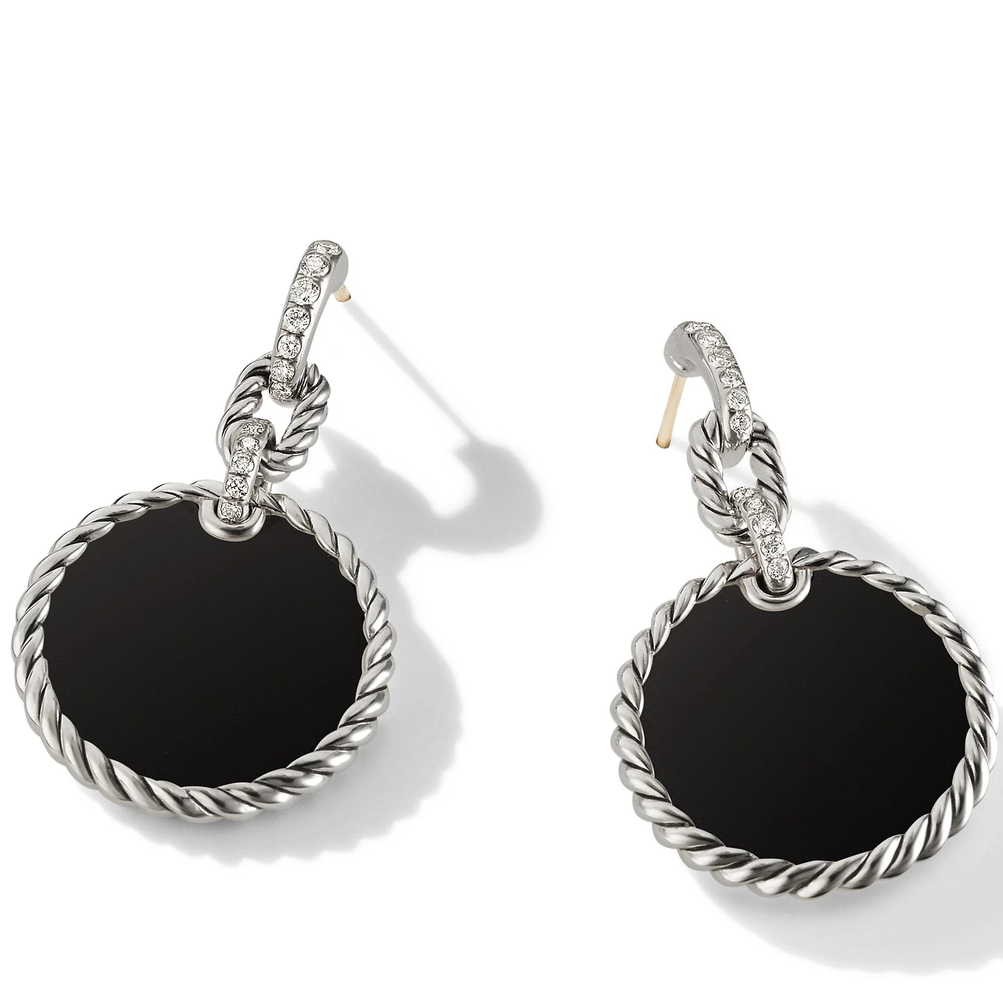 DY Elements® Convertible Drop Earrings with Black Onyx and Pavé Diamonds - Image 3