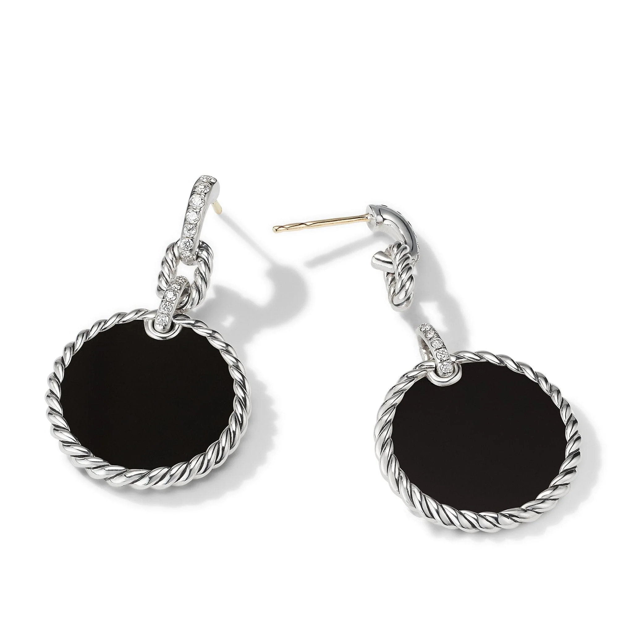 DY Elements® Convertible Drop Earrings with Black Onyx and Pavé Diamonds - Image 4