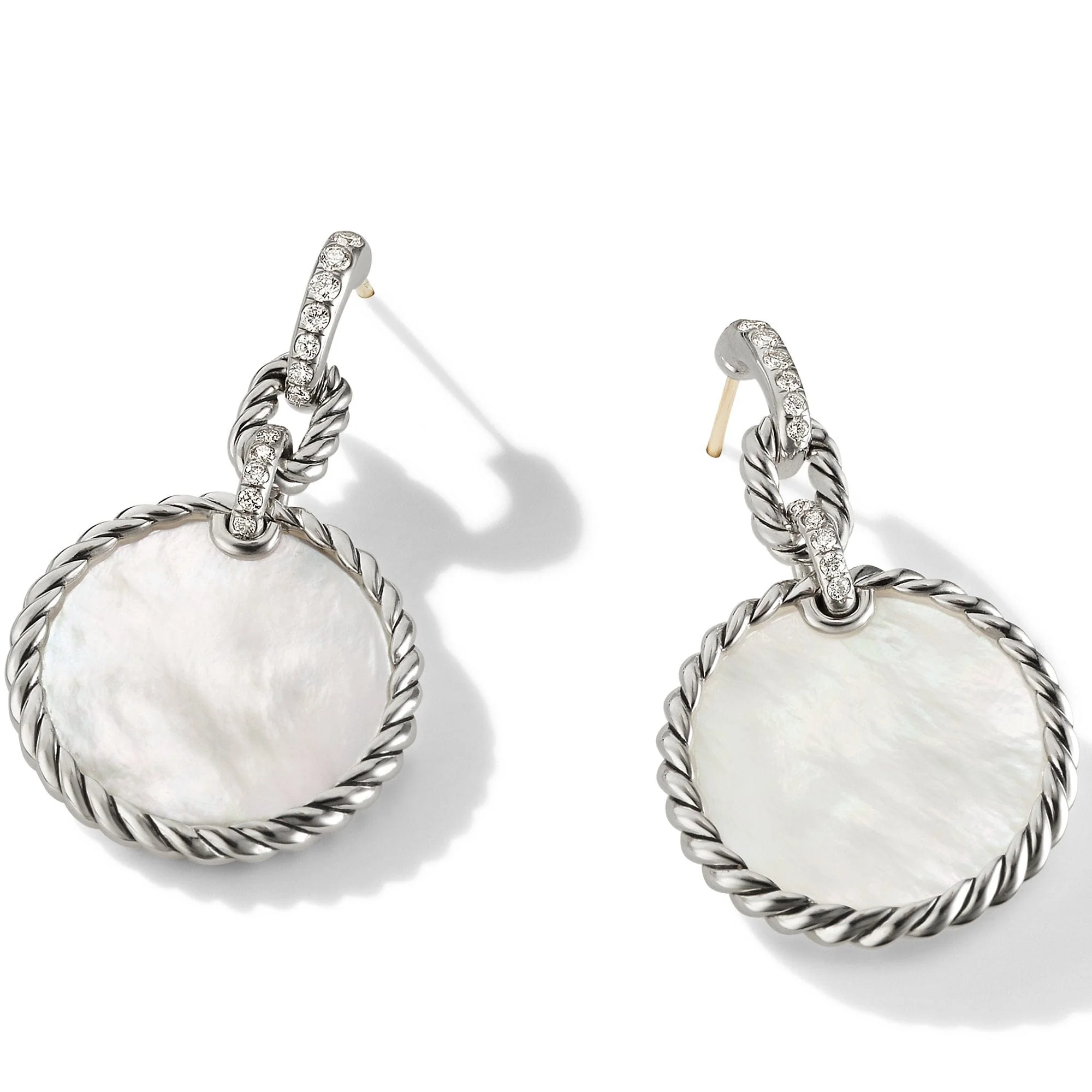 DY Elements Drop Earrings with Mother of Pearl and Pavé Diamonds - Image 2