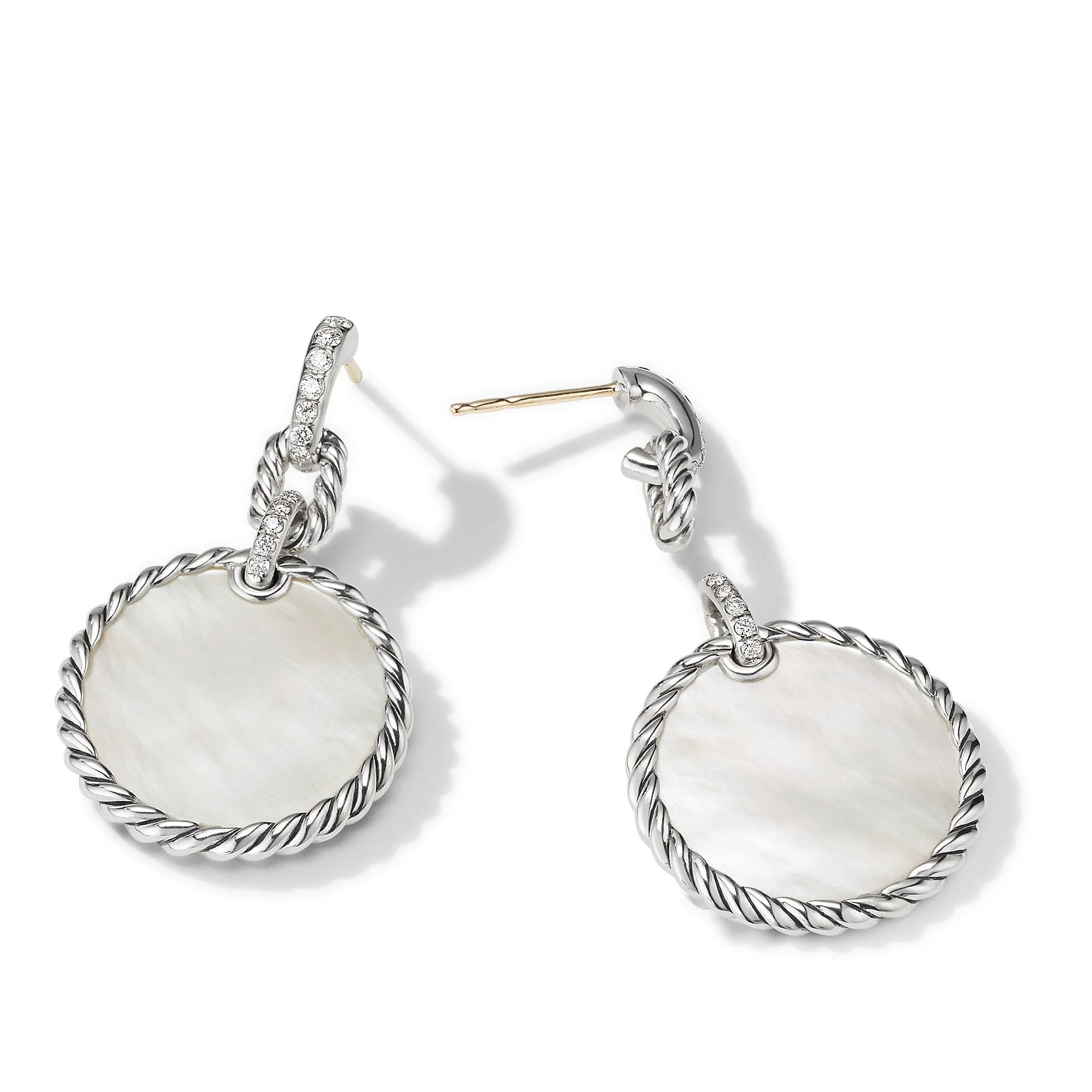 DY Elements Drop Earrings with Mother of Pearl and Pavé Diamonds - Image 3