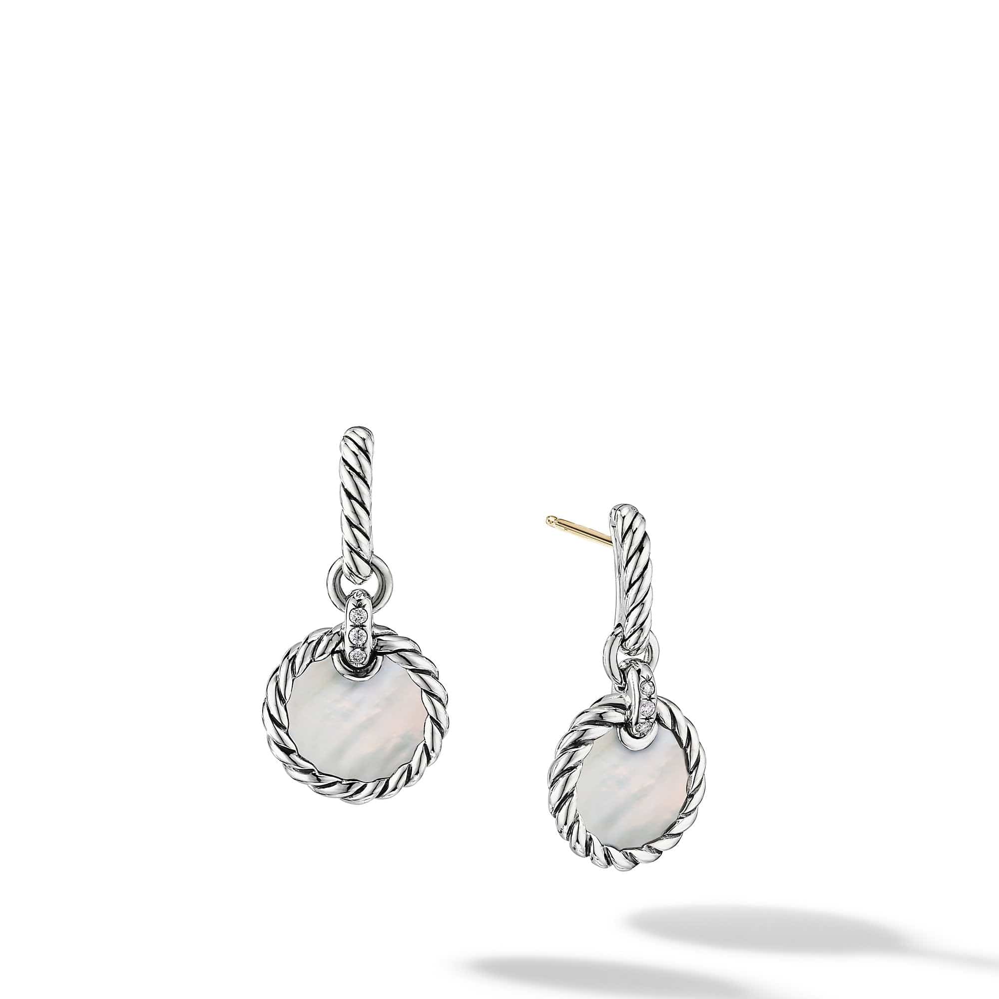 DY Elements Drop Earrings with Mother of Pearl and Pavé Diamonds