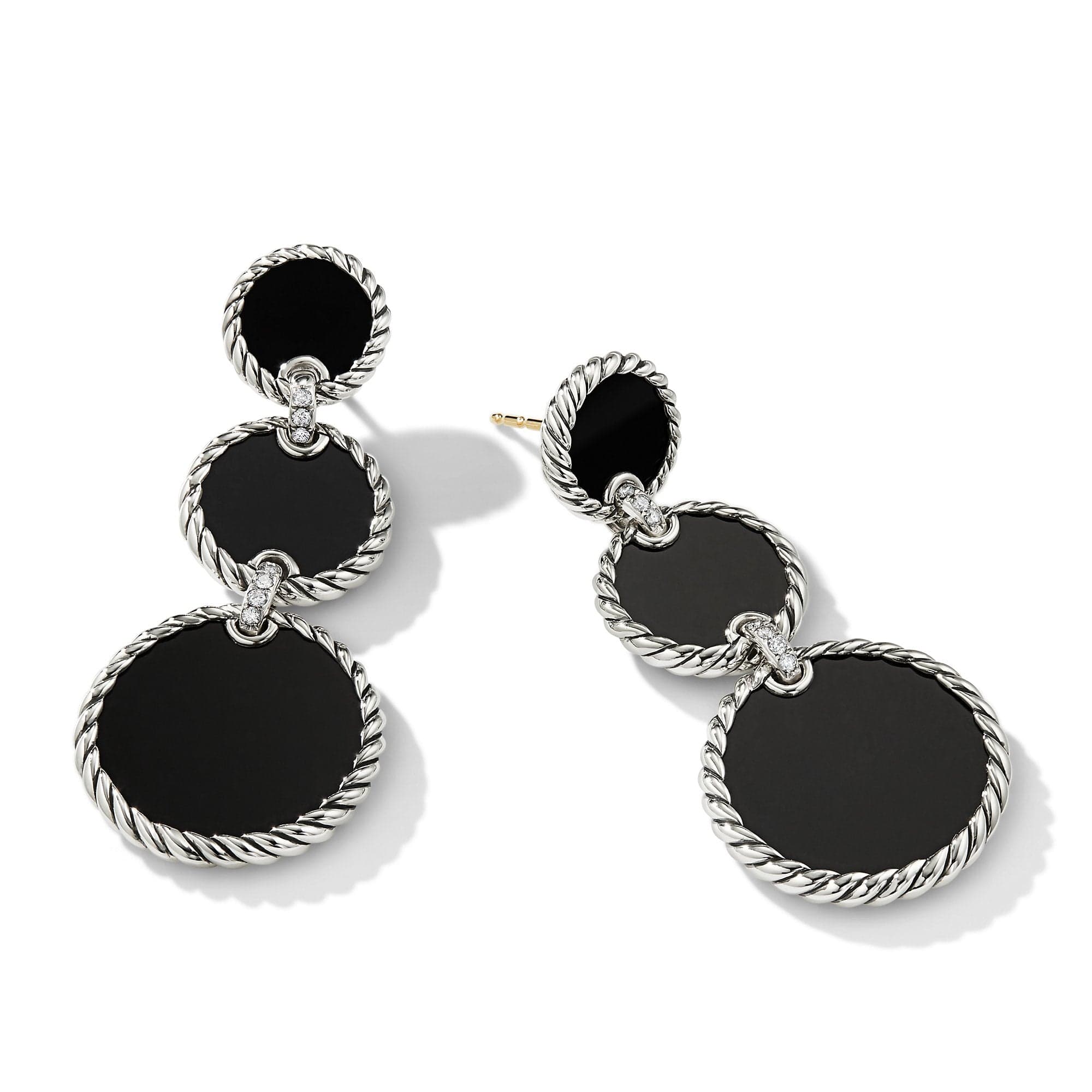 DY Elements Triple Drop Earrings with Black Onyx and Pavé Diamonds - Image 3