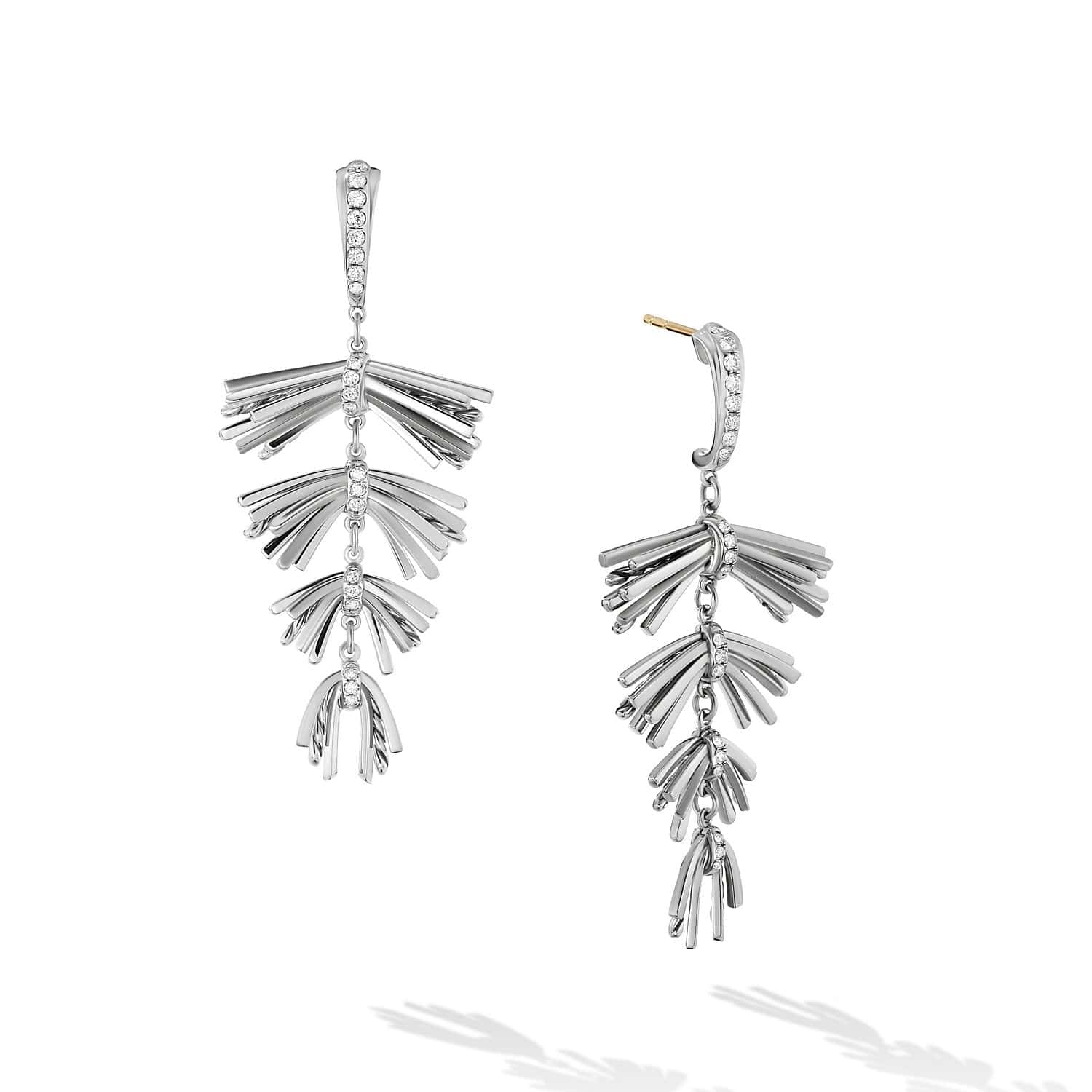 Angelika Fringe Drop Earrings with Pavé Diamonds