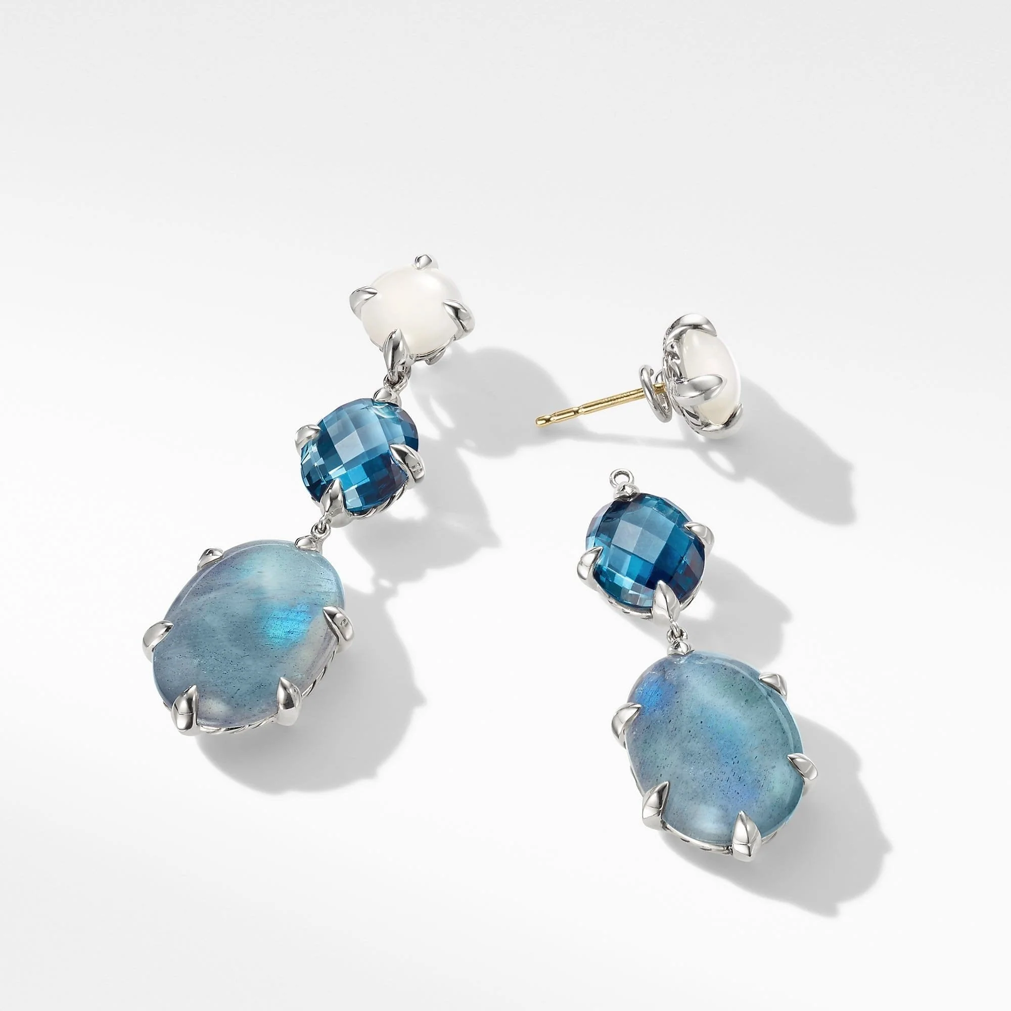 Chatelaine® Drop Earrings with Labradorite, Hampton Blue Topaz, and White Moonstone - Image 3
