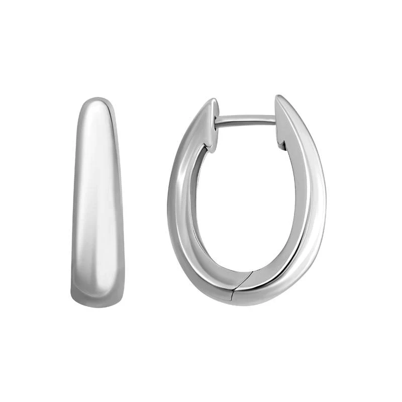 Sterling Silver Oval Huggie Earrings