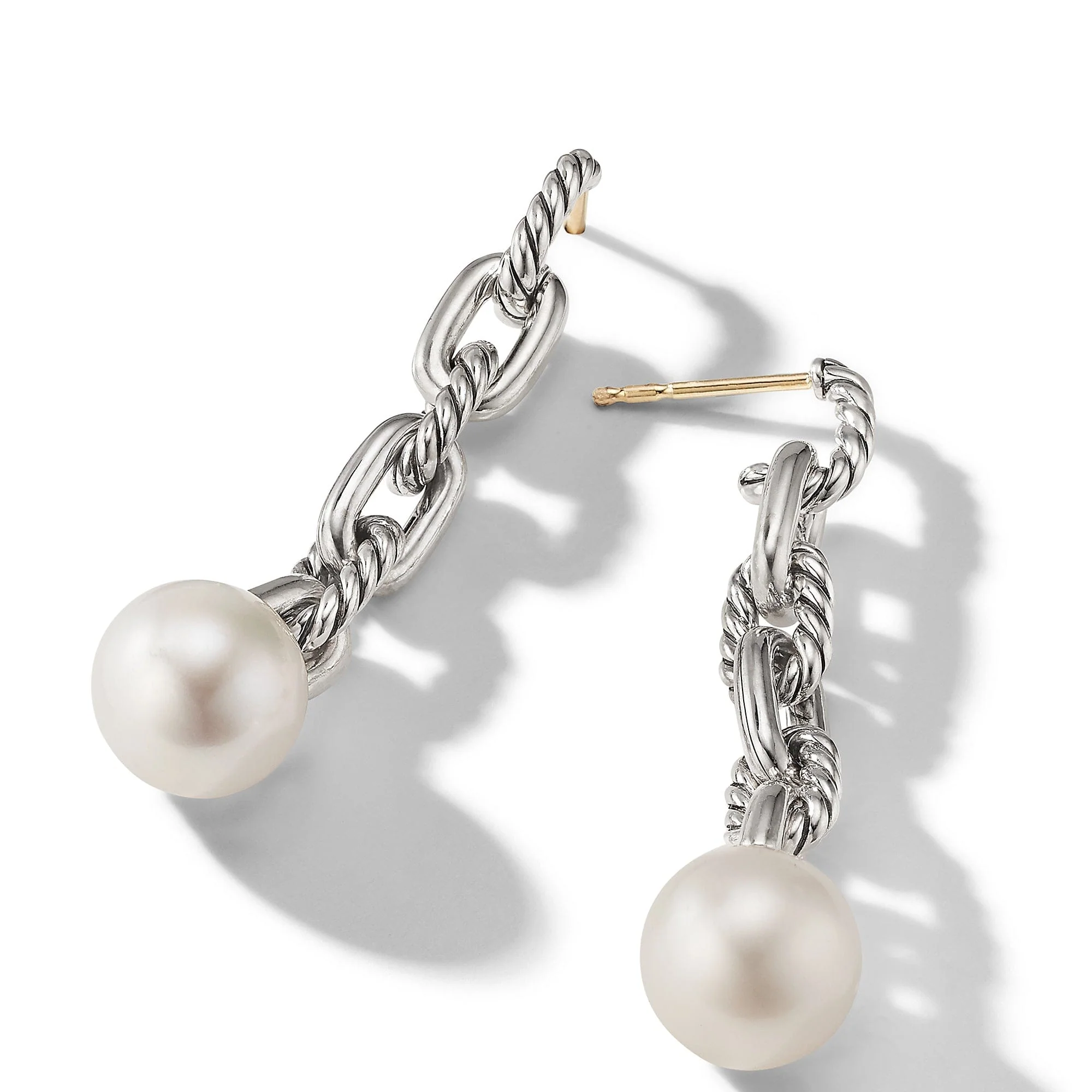 DY Madison® Pearl Chain Drop Earrings in Sterling Silver - Image 3