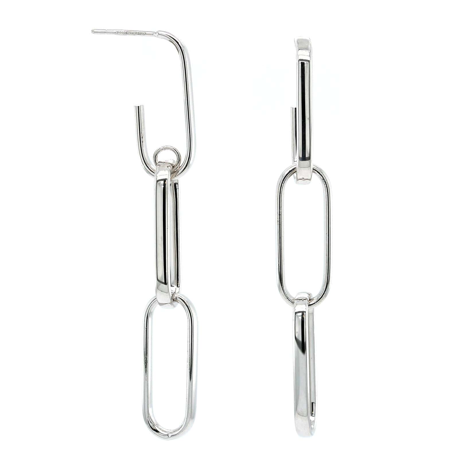 Sterling Silver Triple Paperclip Drop Earrings
