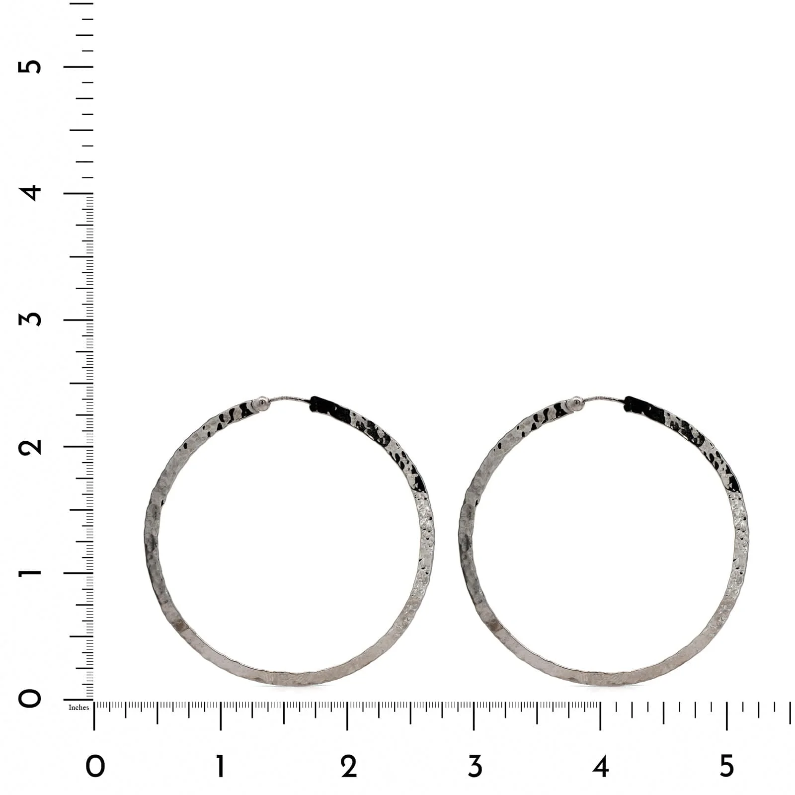 Sterling Silver Flat Hammered Hoop Earrings - Image 2