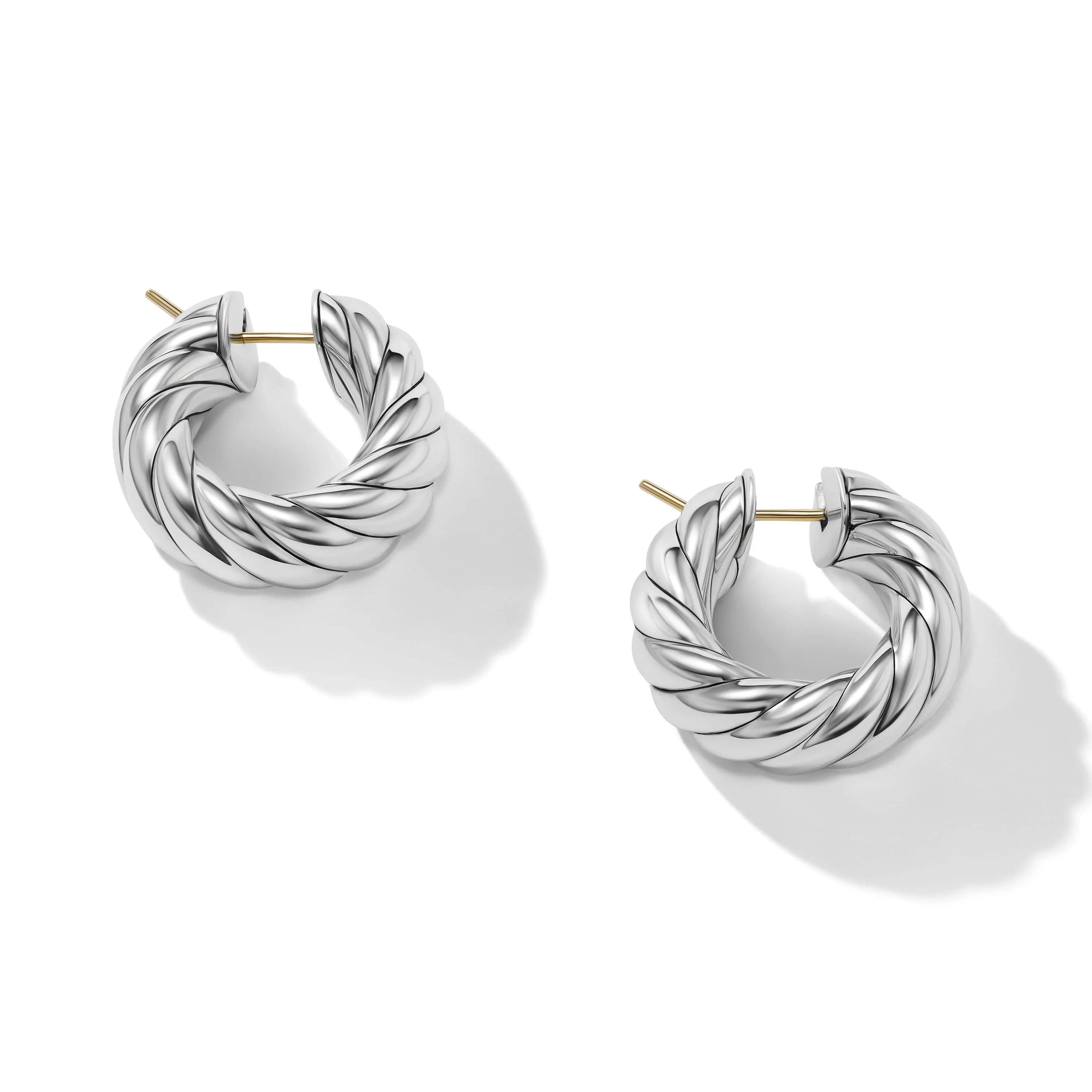Sculpted Cable Hoop Earrings in Sterling Silver - Image 2
