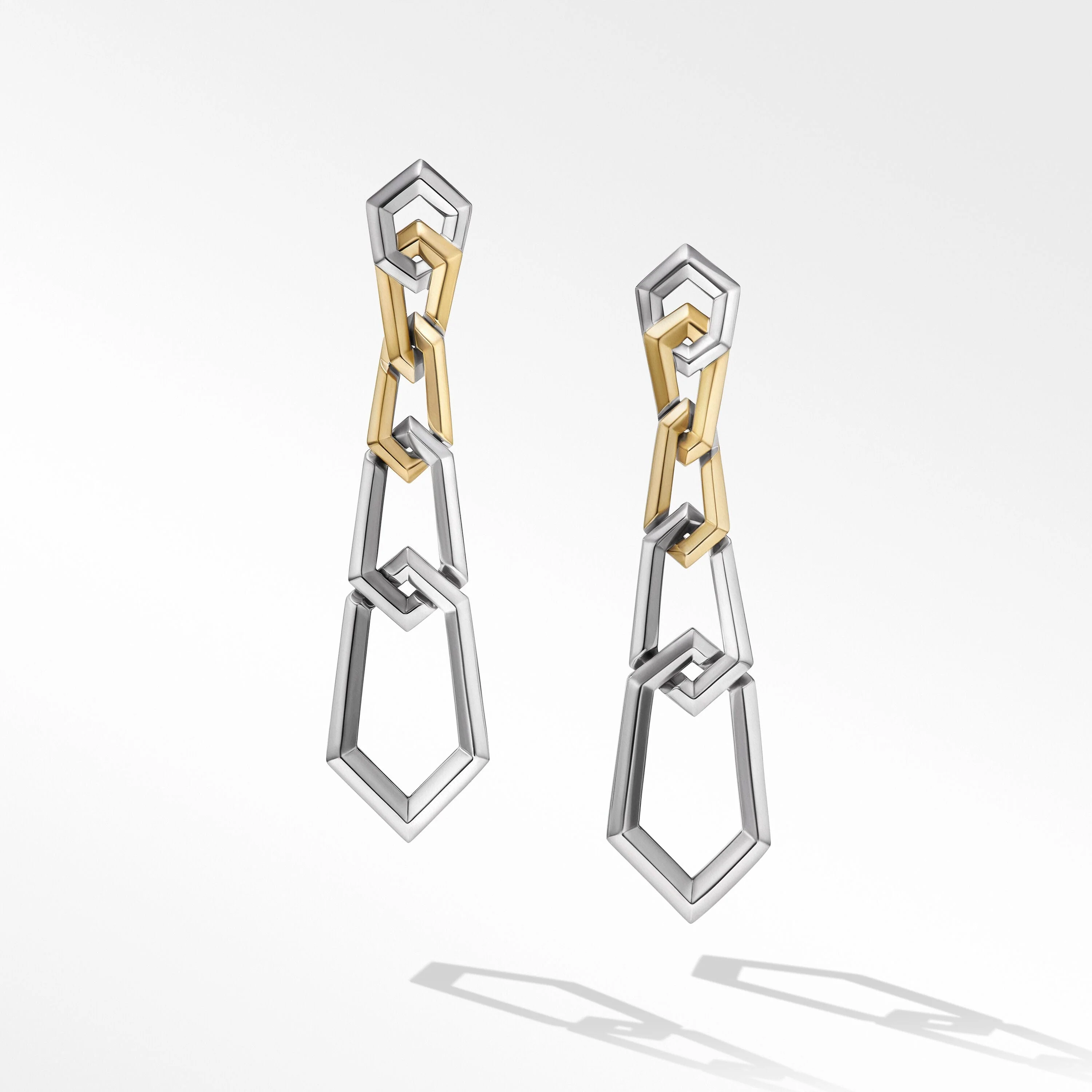 Carlyle Linked Drop Earrings in Sterling Silver with 18K Yellow Gold