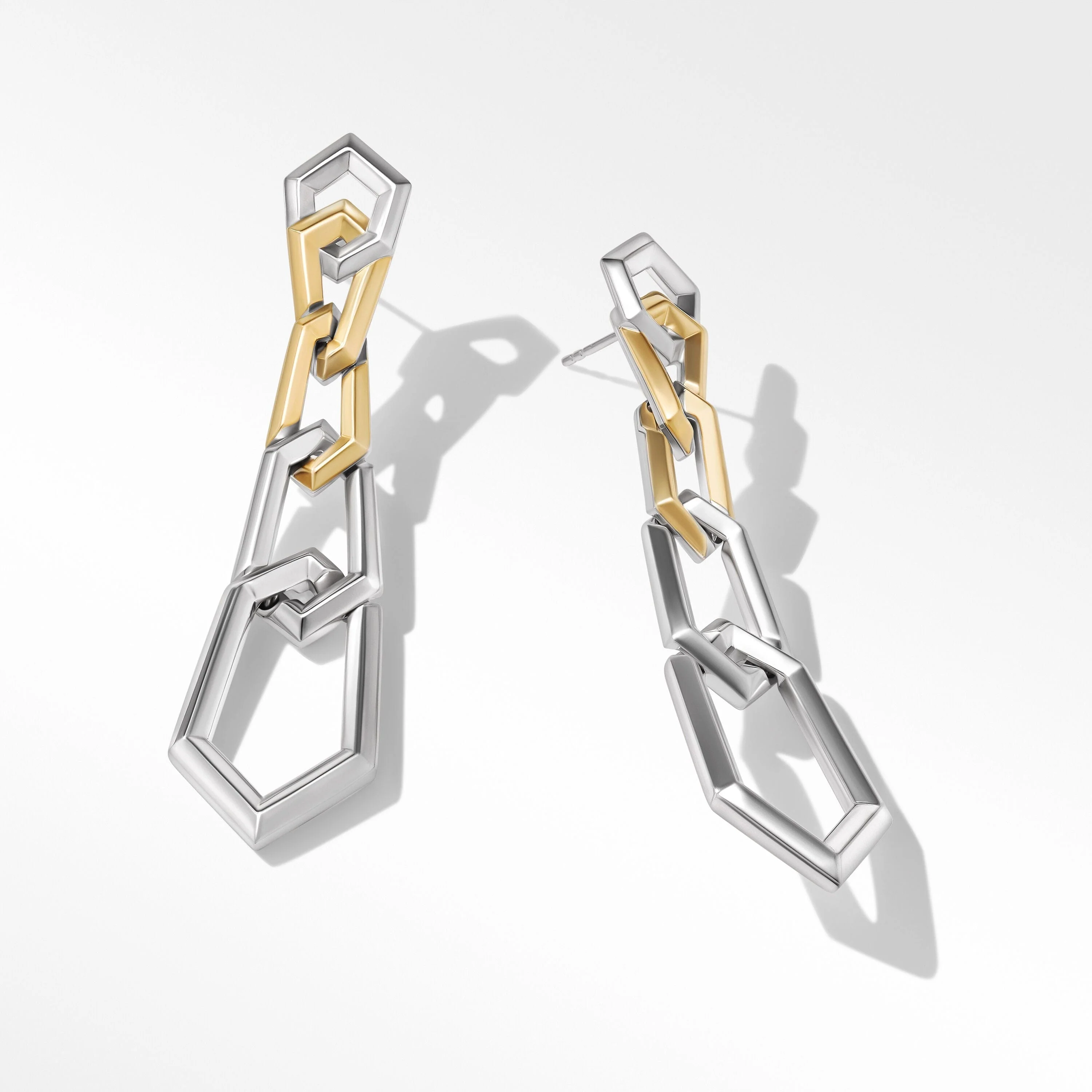 Carlyle Linked Drop Earrings in Sterling Silver with 18K Yellow Gold - Image 2