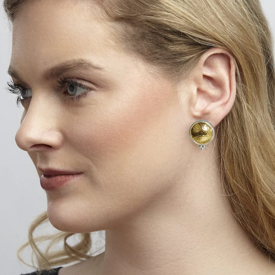Sterling Silver and 24K Yellow Gold Button Stud Earrings - Image 2
